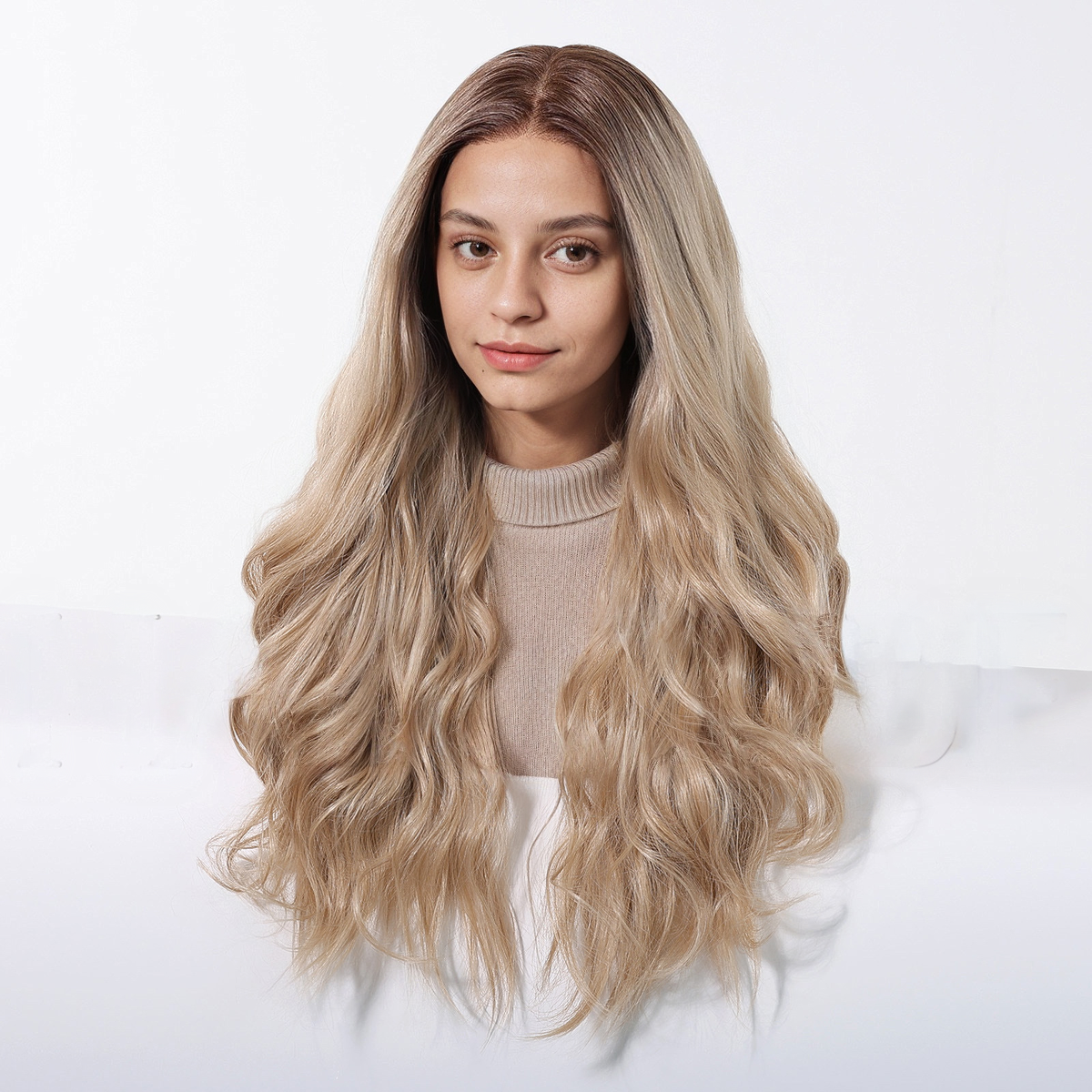 Body Wave HD Lace Front Wig - Ombre Blonde, 100% Hand-Tied Mono Top, 26 Inch (66cm)