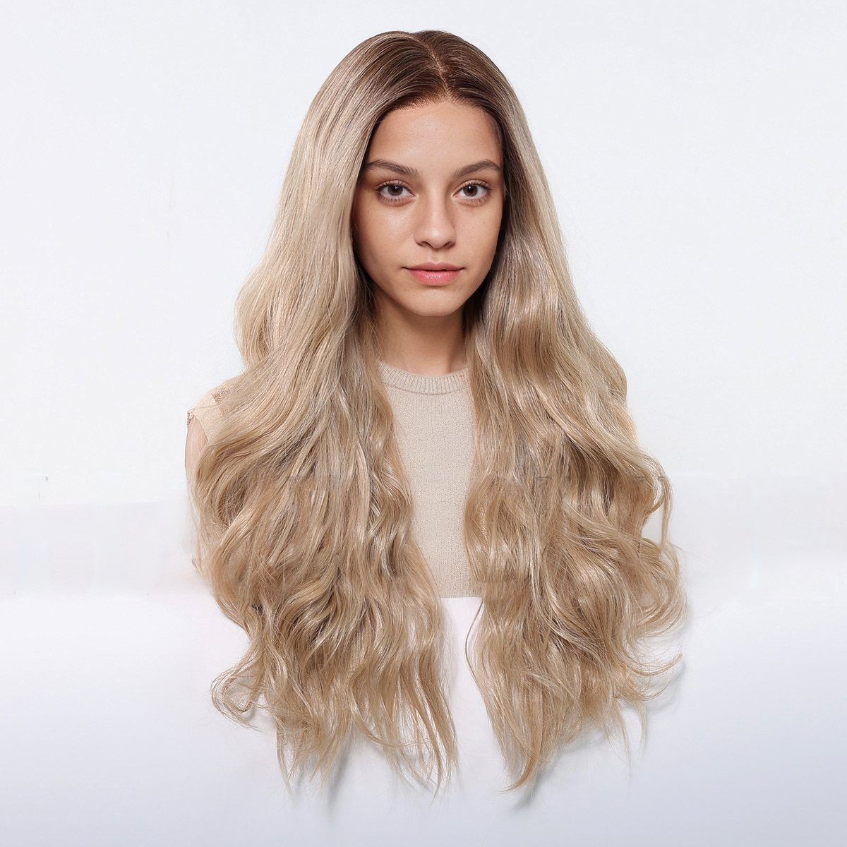 Body Wave HD Lace Front Wig - Ombre Blonde, 100% Hand-Tied Mono Top, 26 Inch (66cm)
