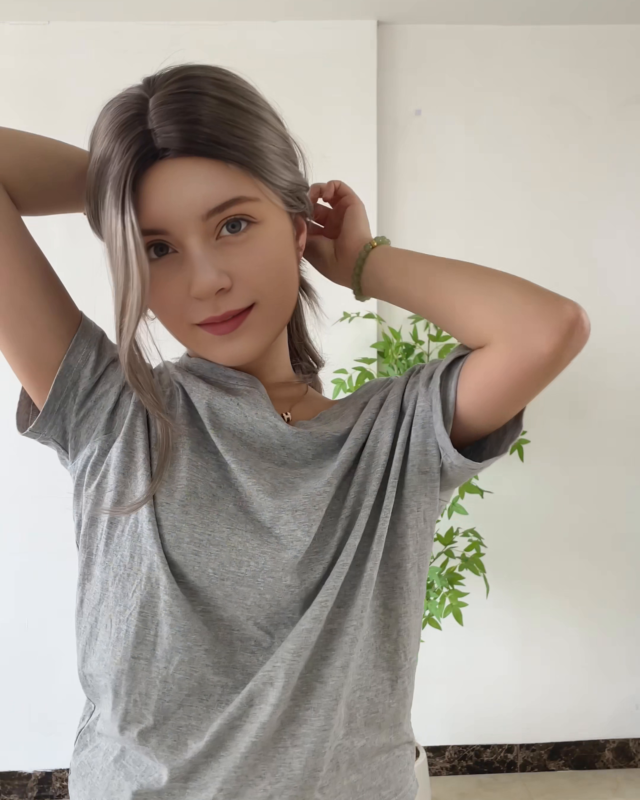 Grey Long Wavy Wig