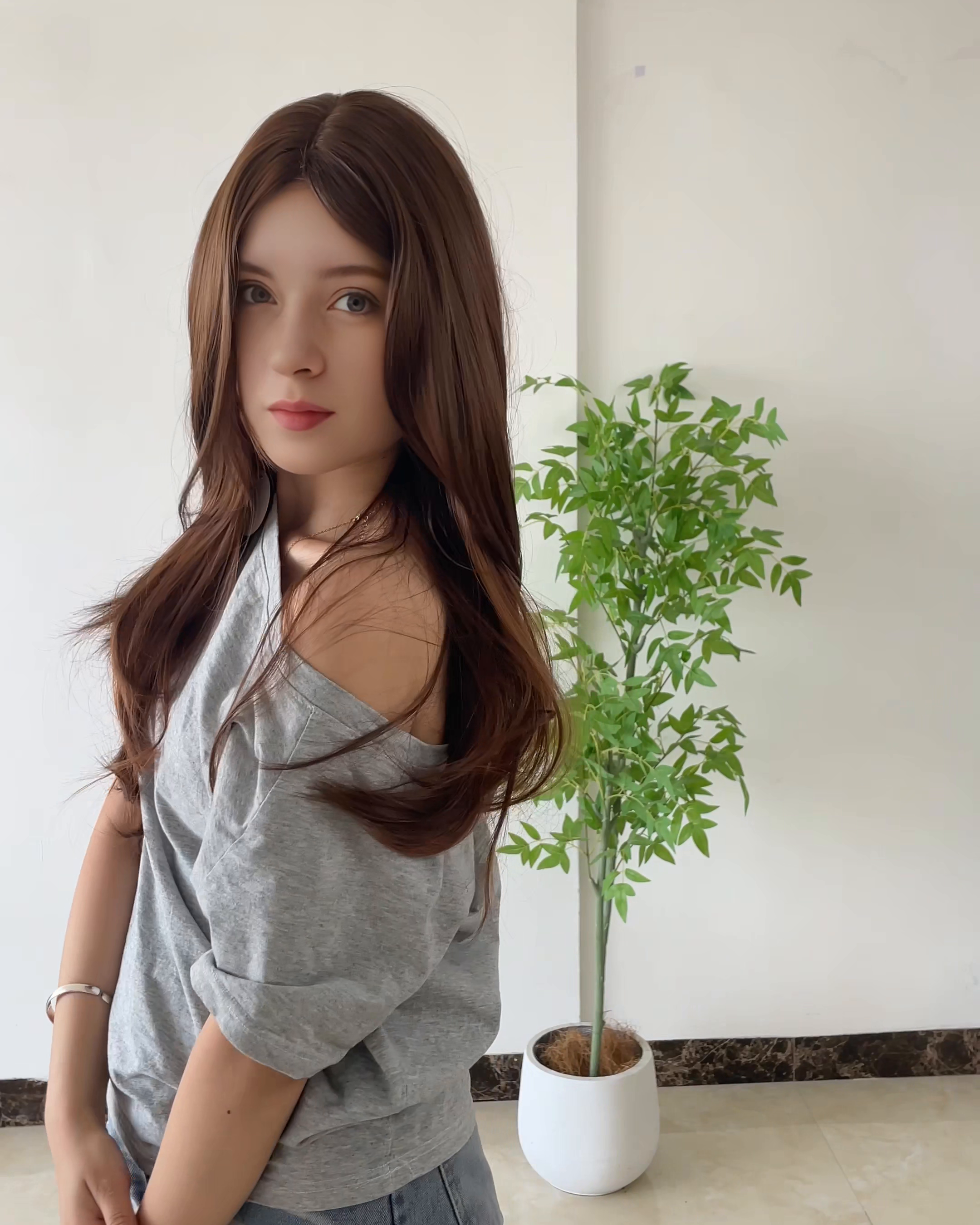 Brown Long Wavy Wig