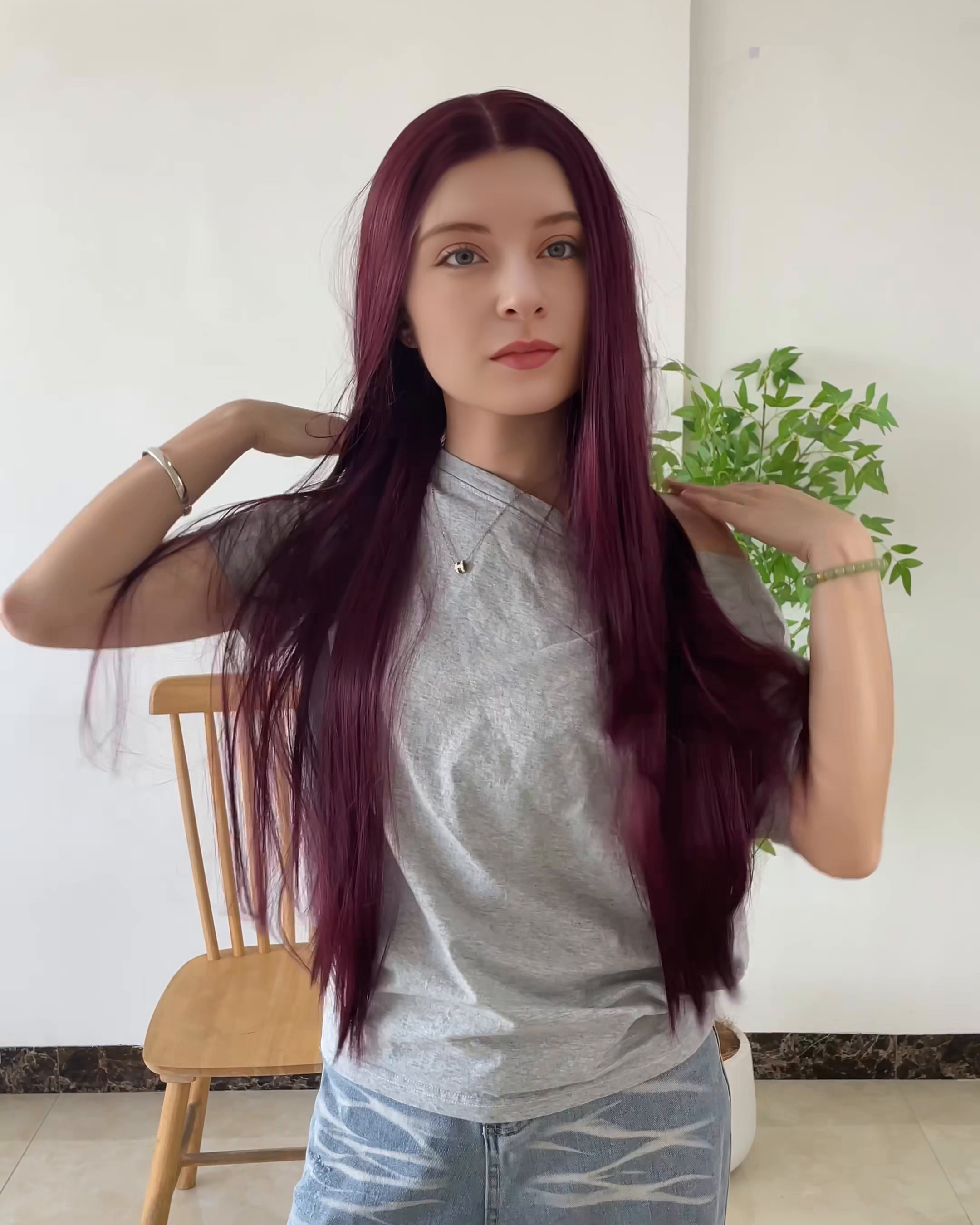 Red Long Straight Wig