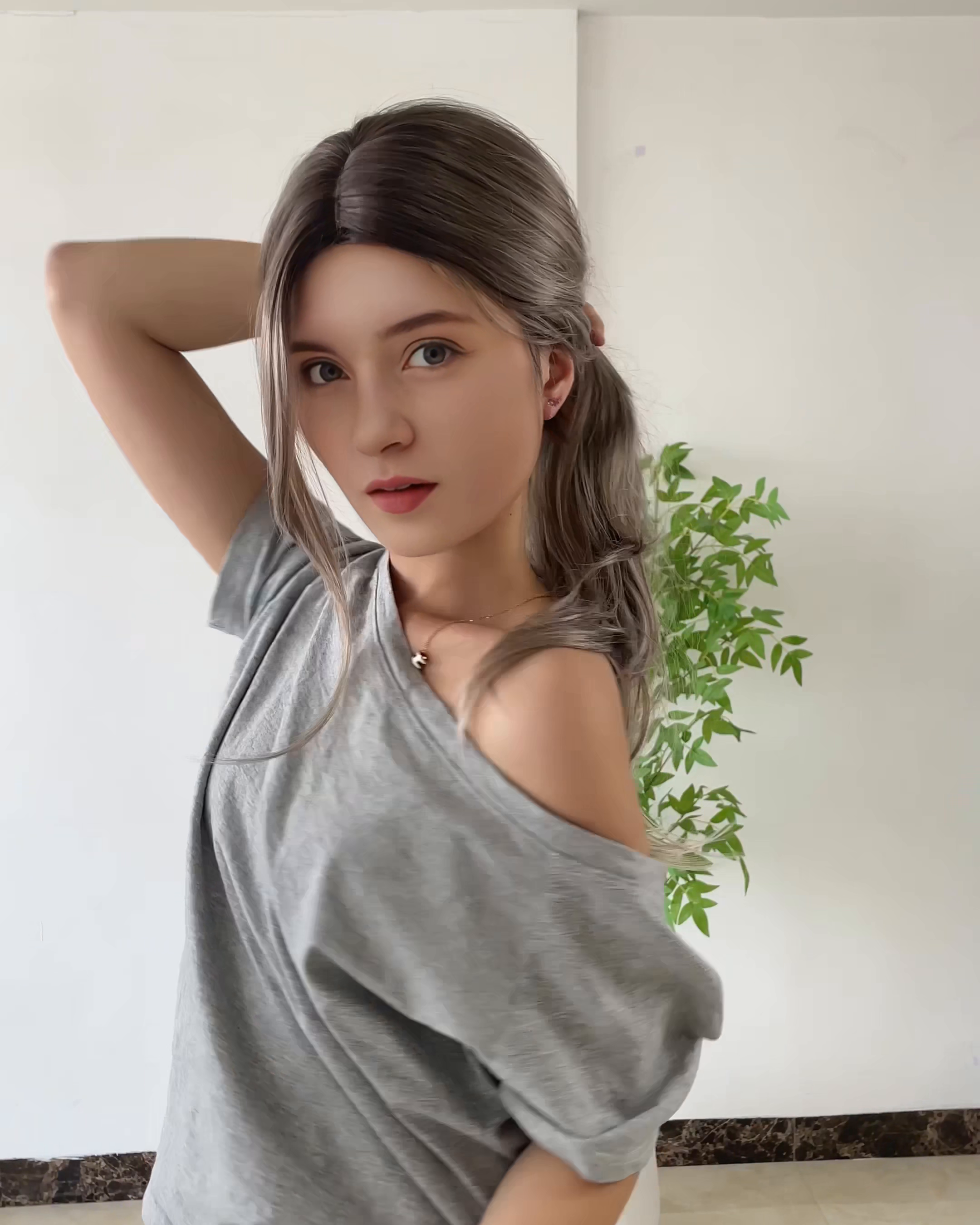 Grey Long Wavy Wig