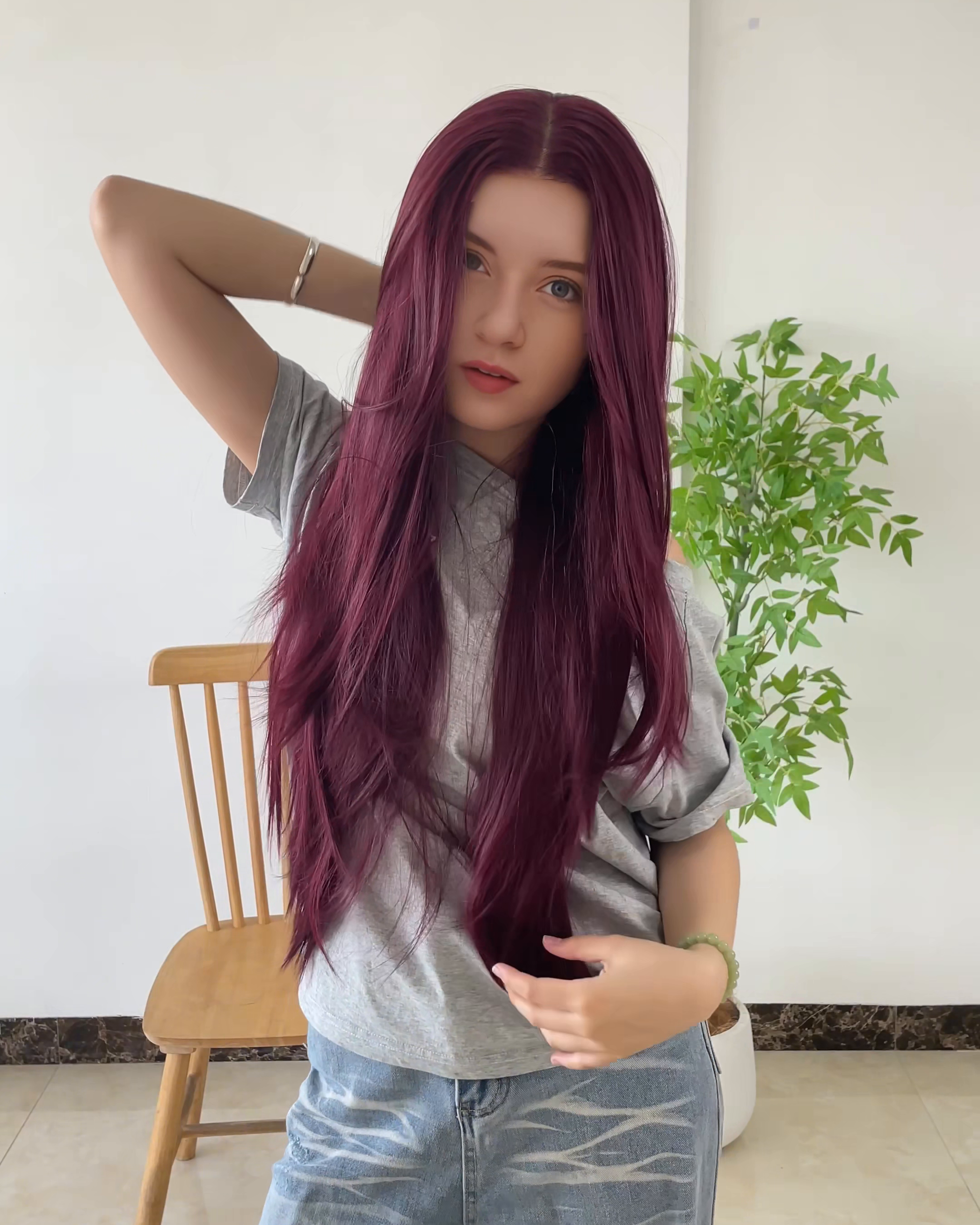 Red Long Straight Wig