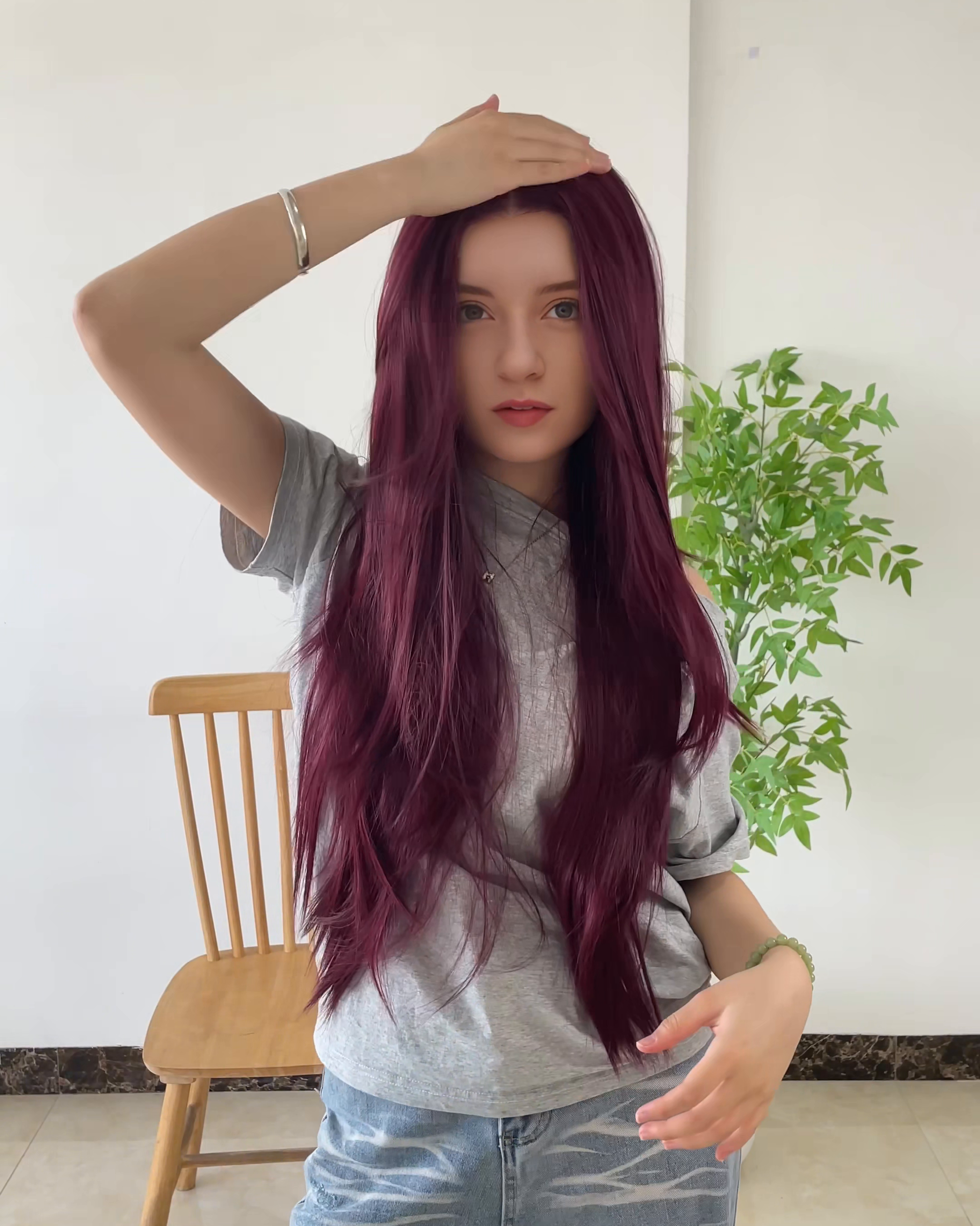 Red Long Straight Wig