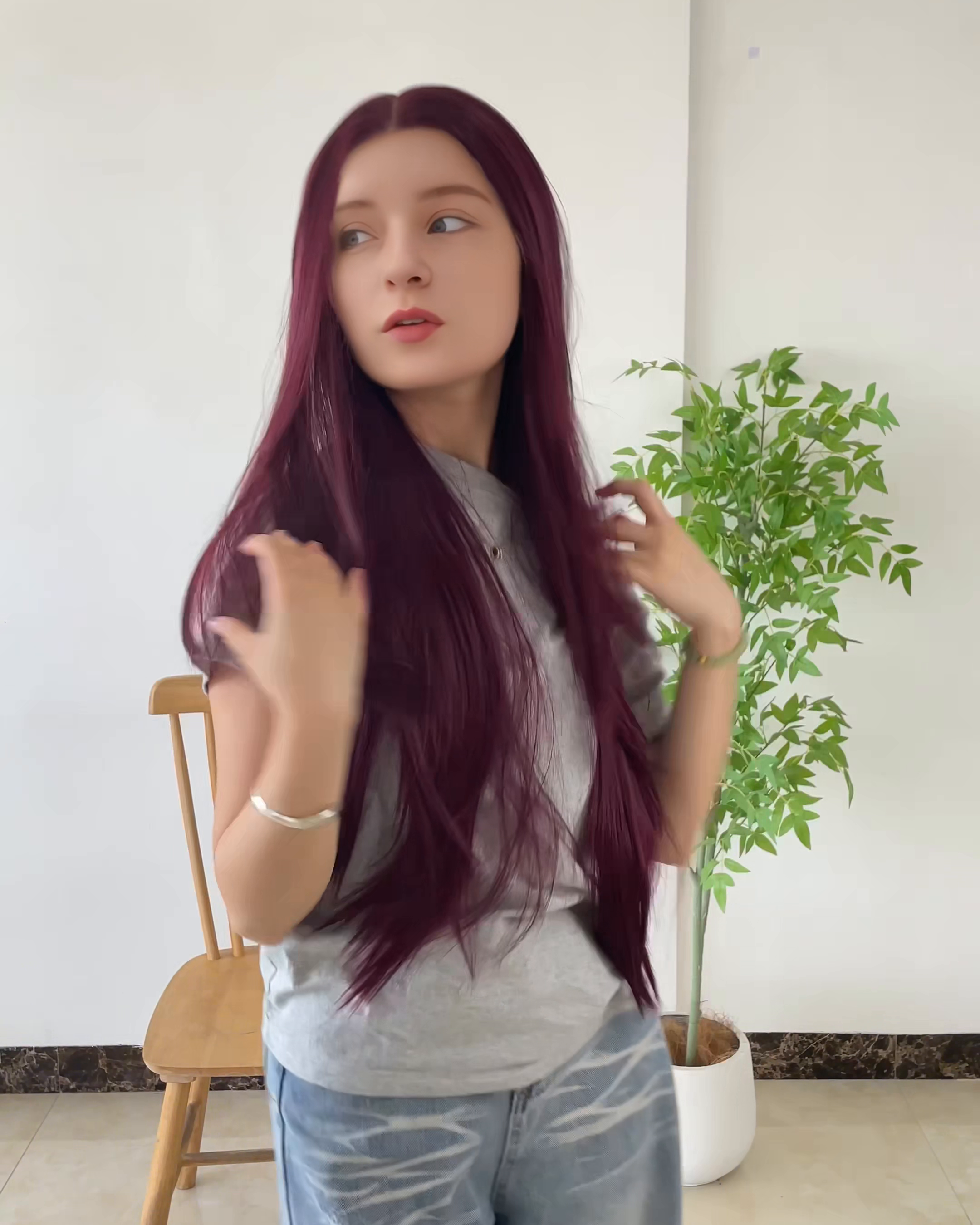 Red Long Straight Wig