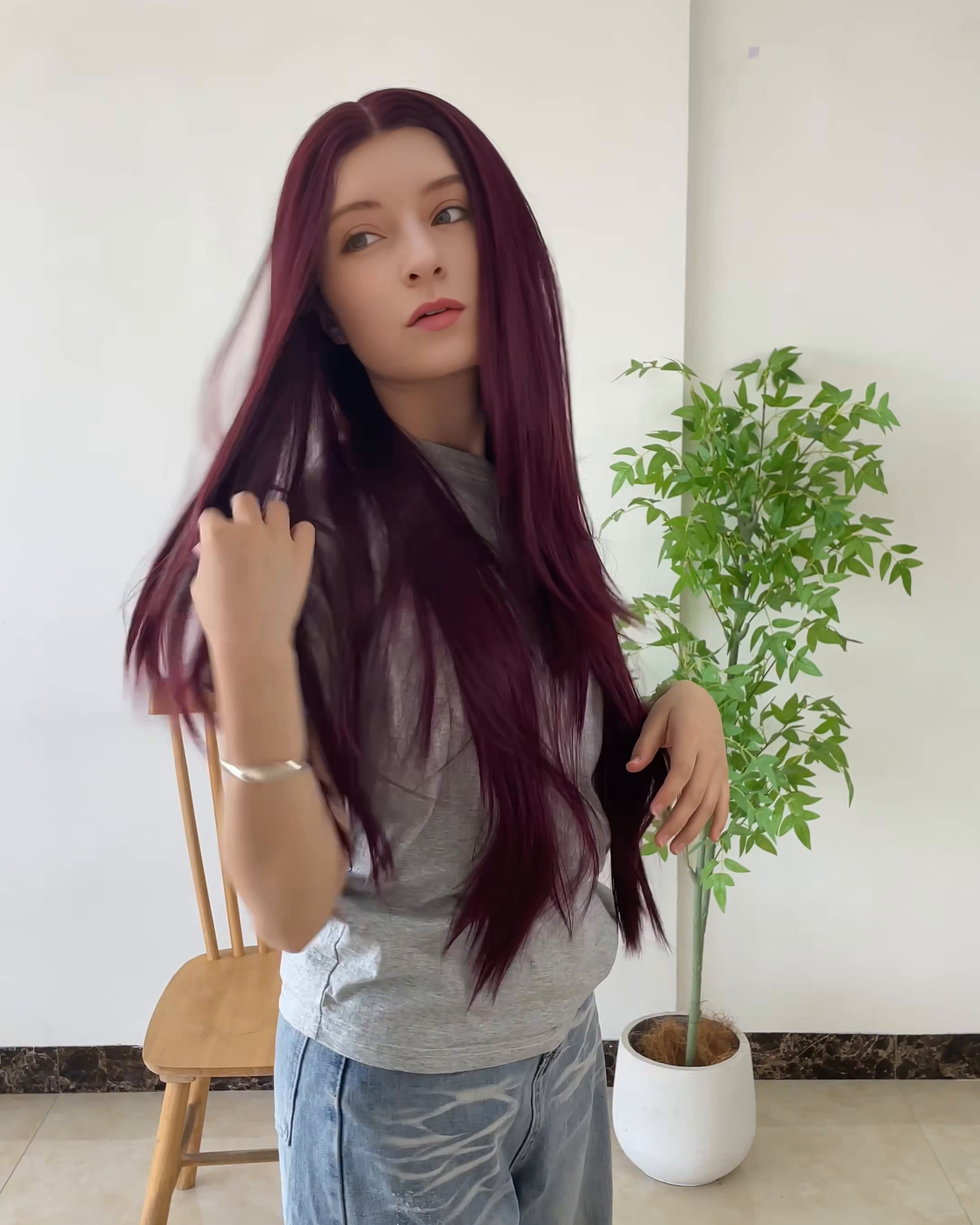 Red Long Straight Wig