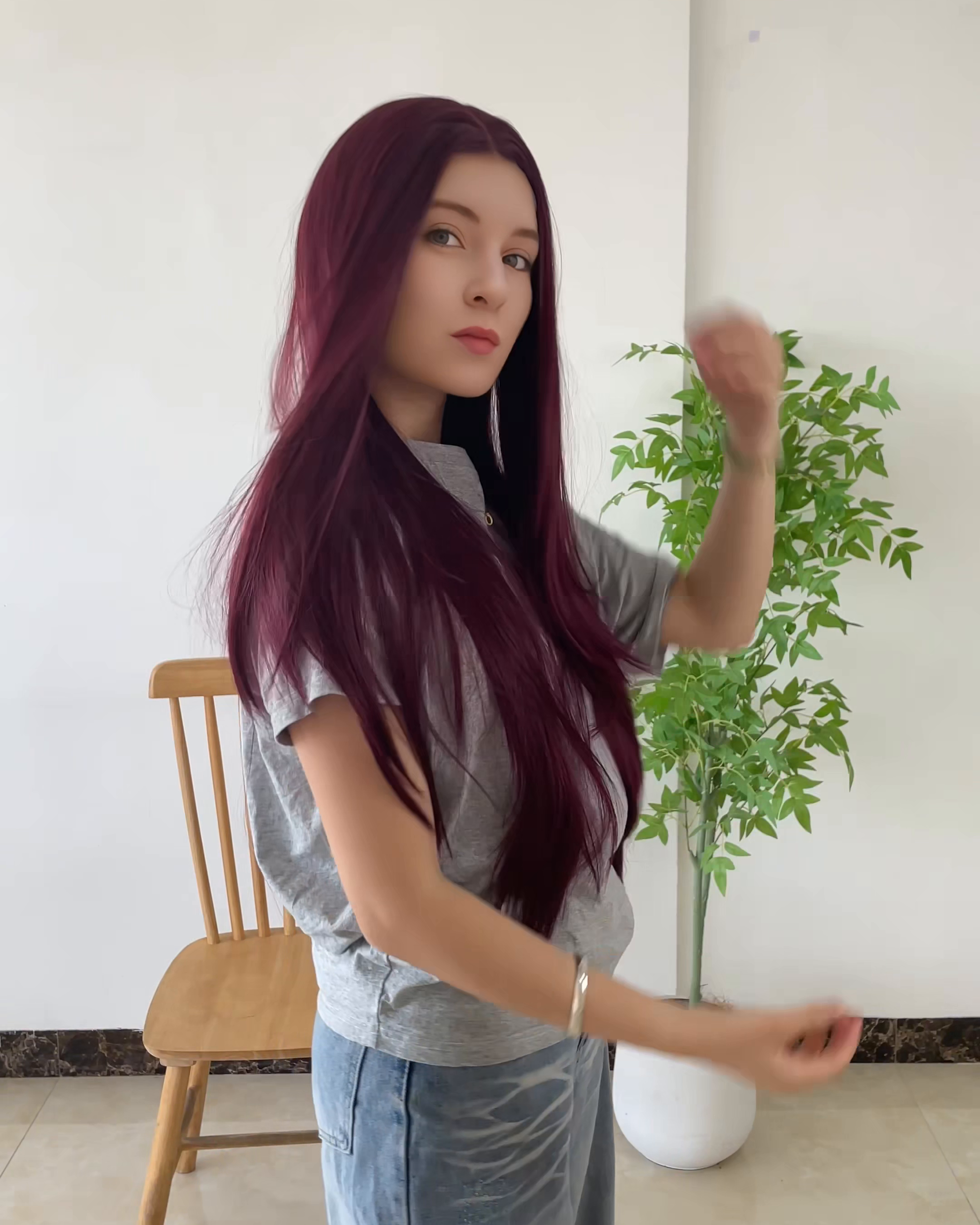 Red Long Straight Wig