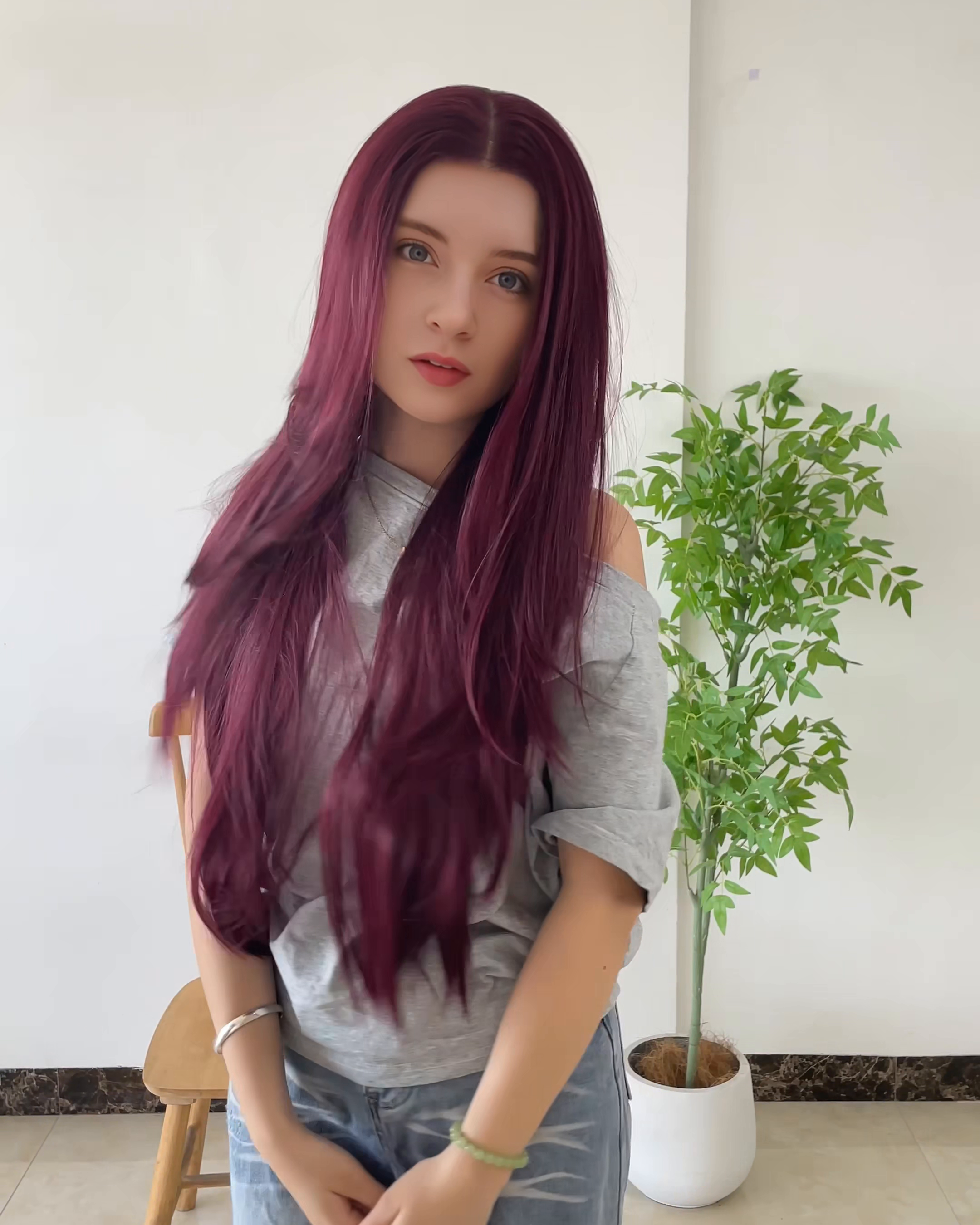 Red Long Straight Wig