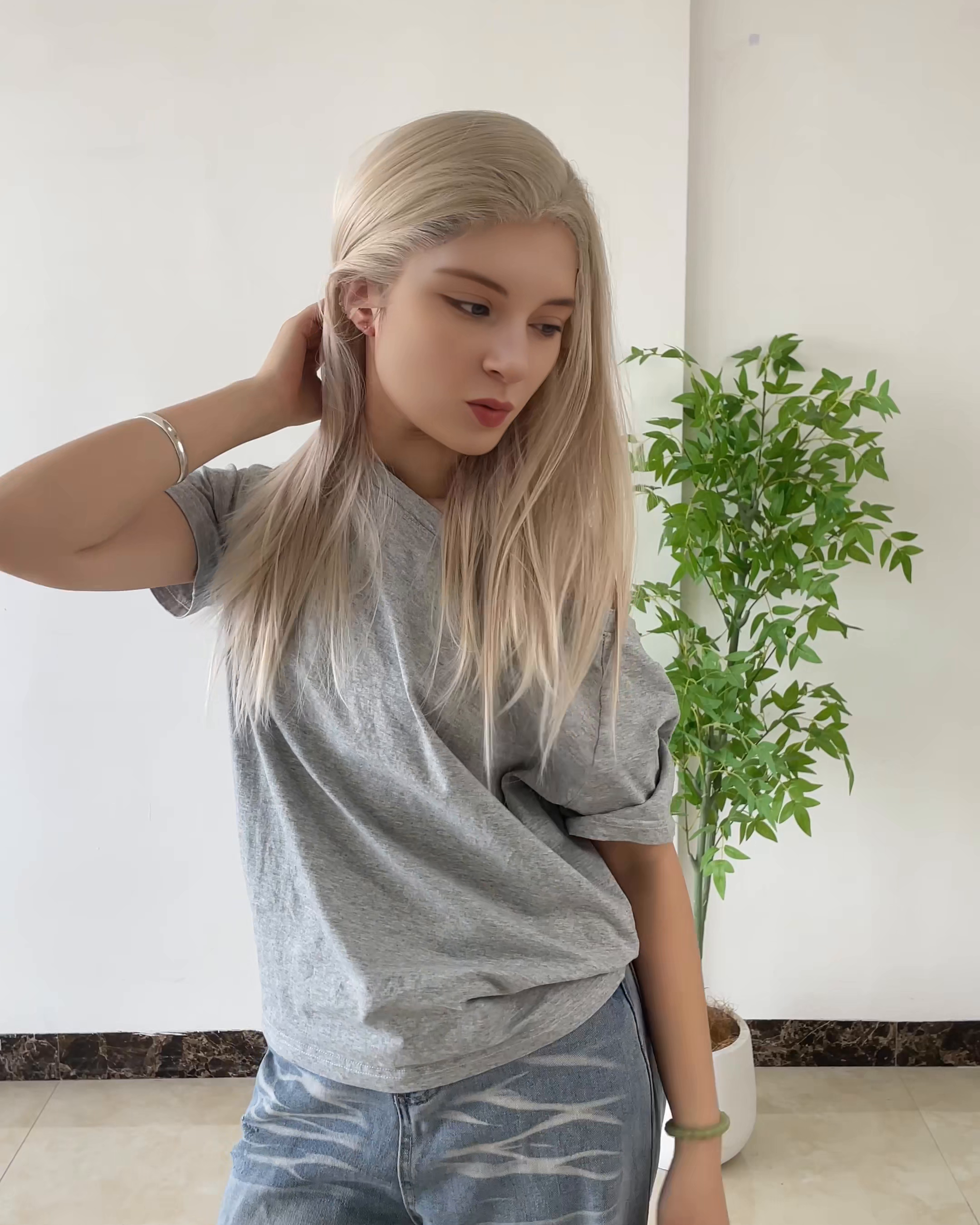 White Blonde Straight Lace Front Wig