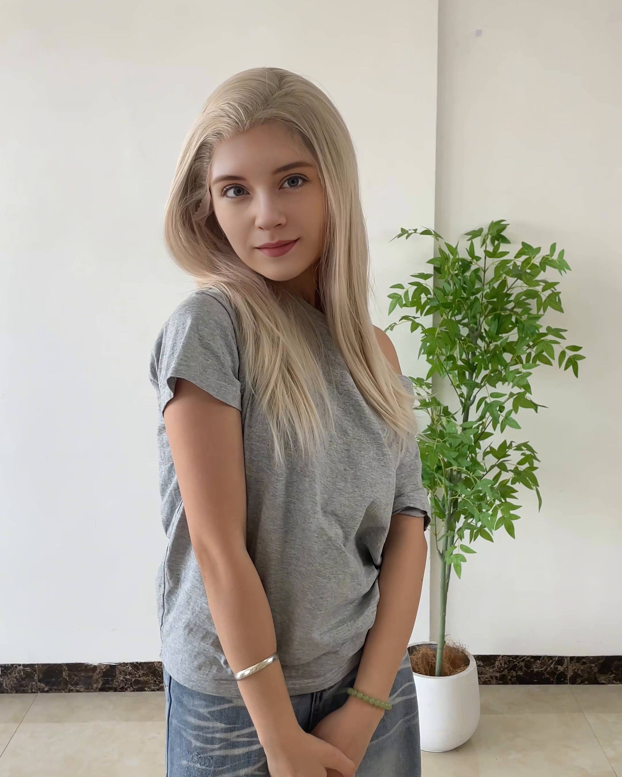 White Blonde Straight Lace Front Wig