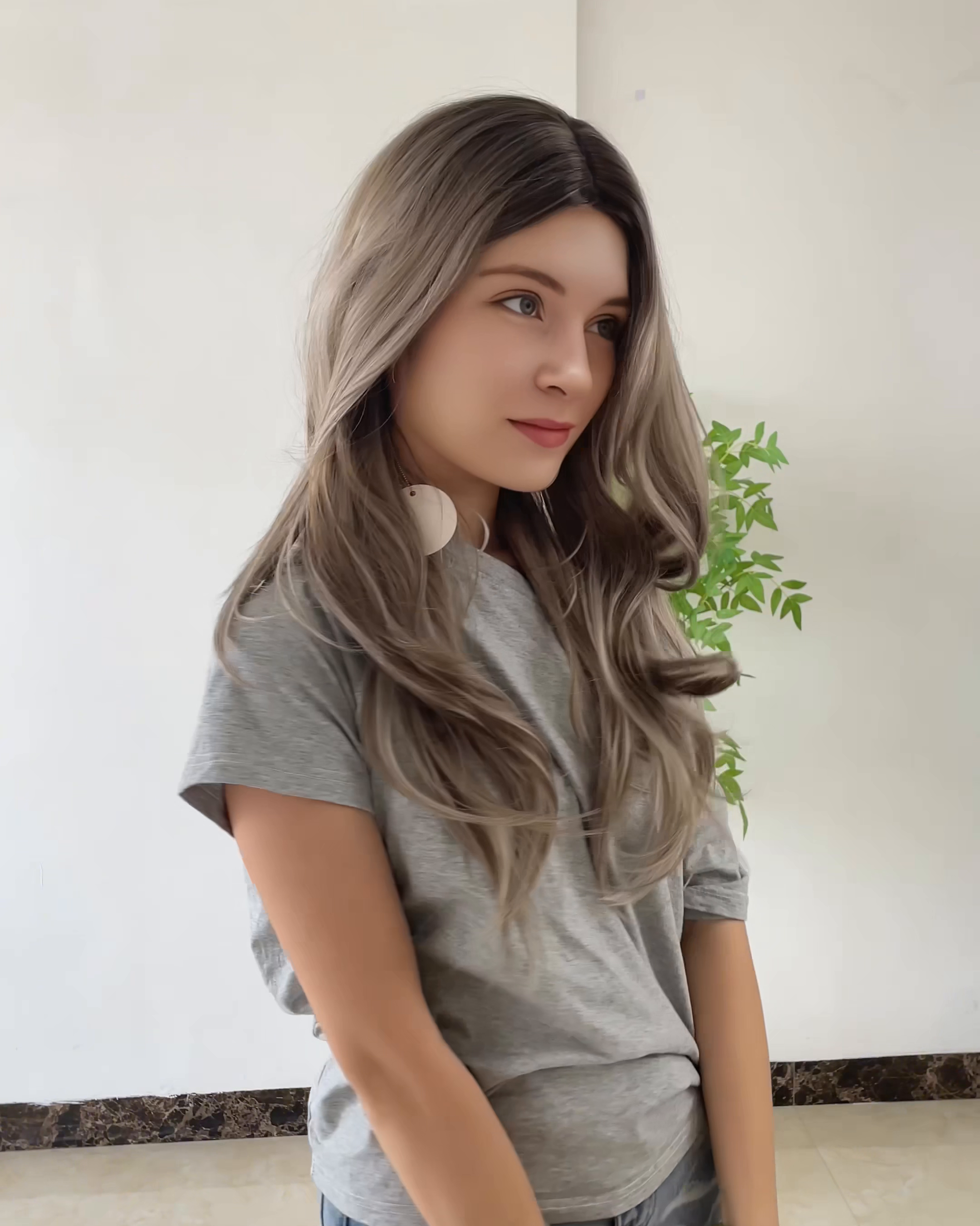 Grey Long Wavy Wig