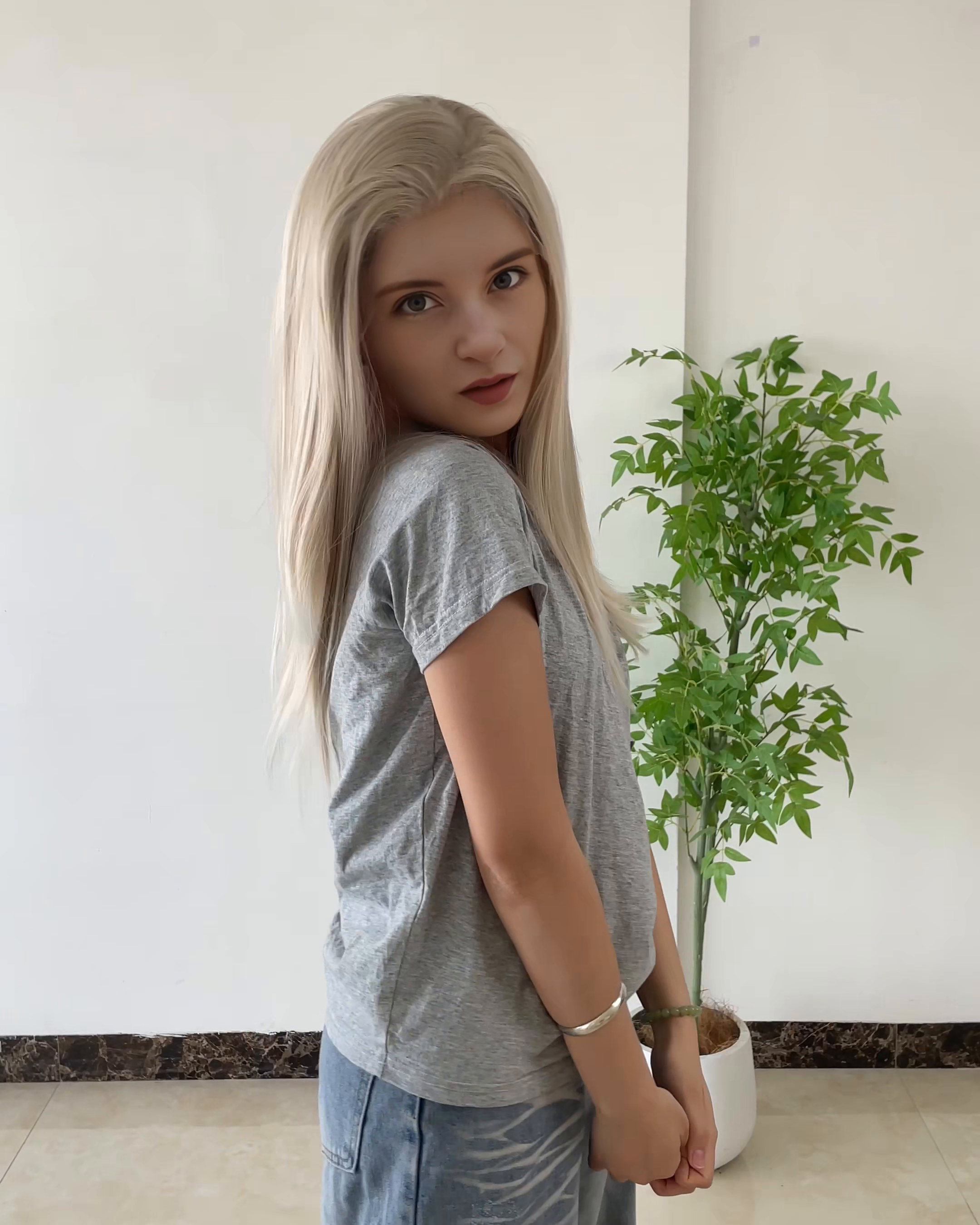 White Blonde Straight Lace Front Wig