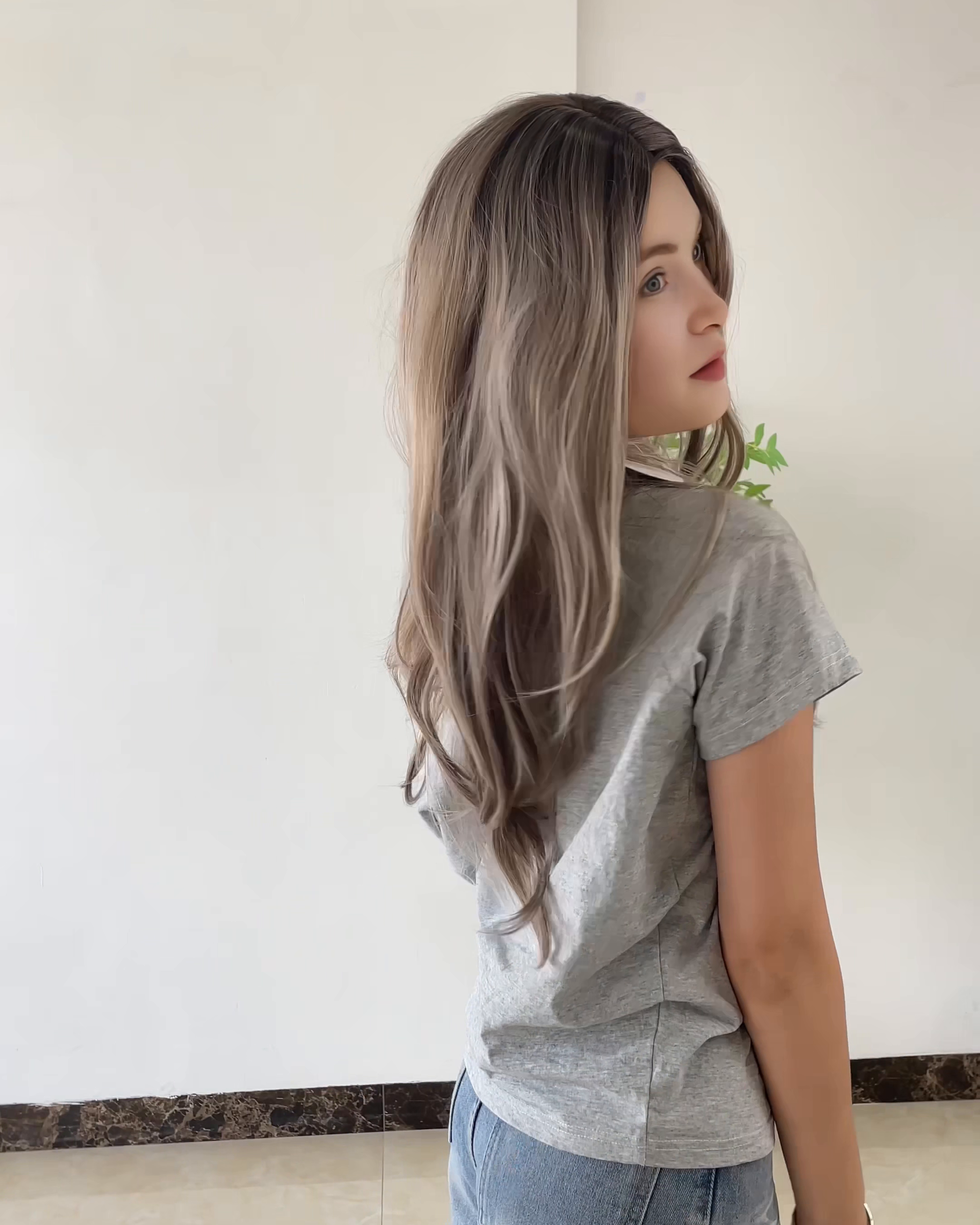 Grey Long Wavy Wig