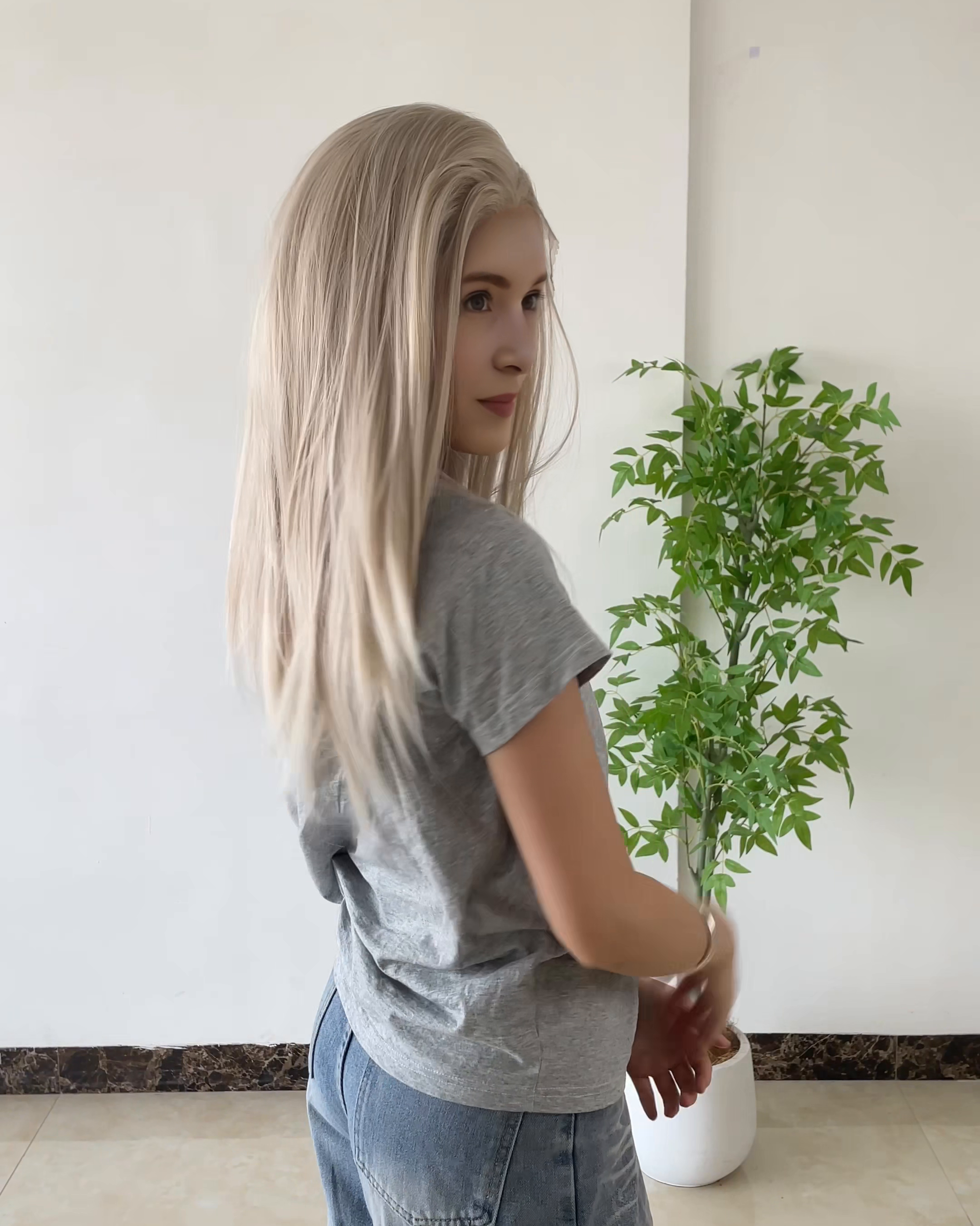 White Blonde Straight Lace Front Wig