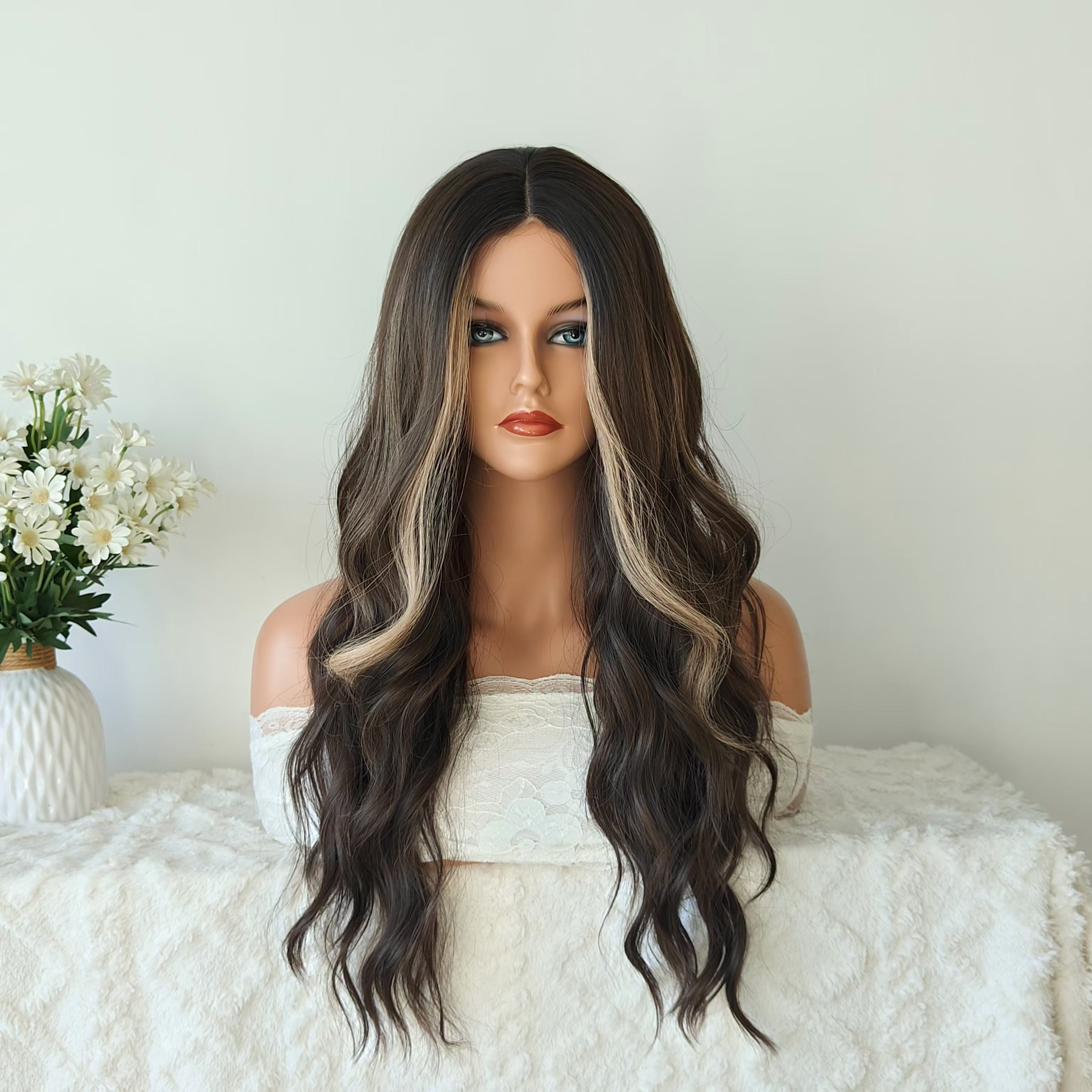 Abigail  Brown Wavy Long Wig Without Bangs