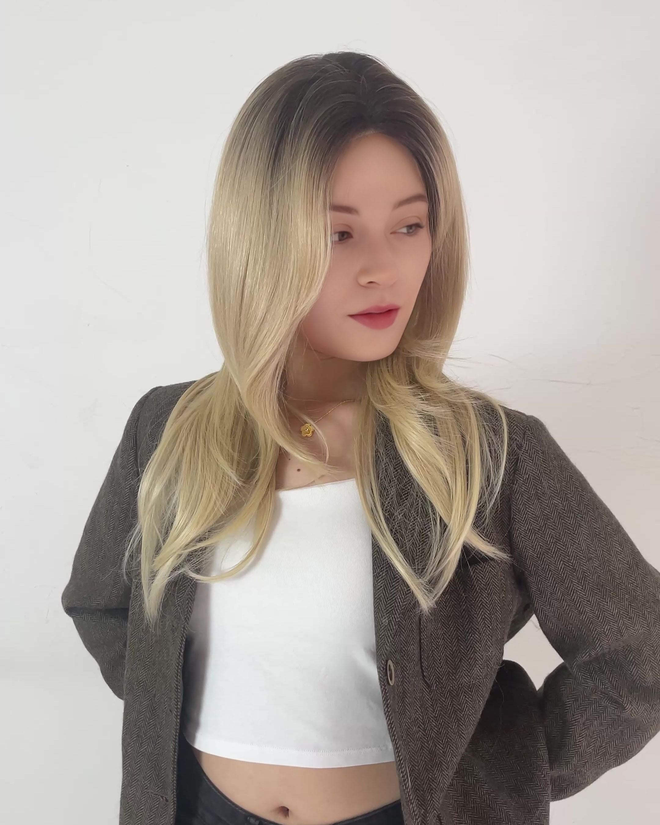 Eden – Ash Blonde Balayage Signature Mono Top Lace Front Wig