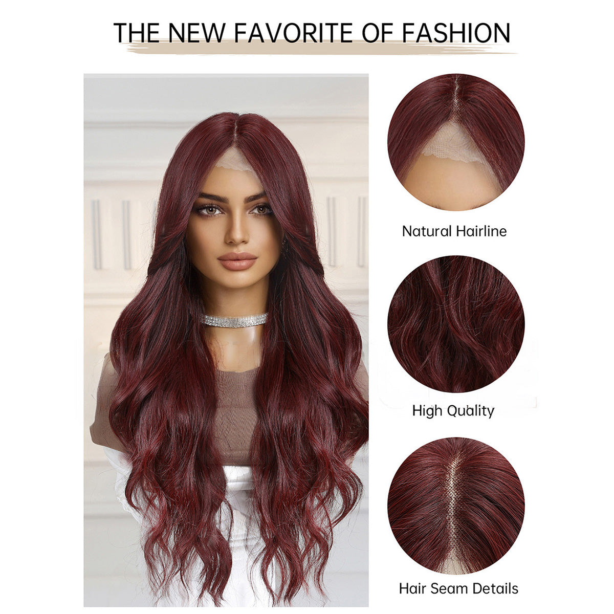 Rose | Red Long Wavy 13*6 HD Lace Frontal Wig (Hand-Tied)