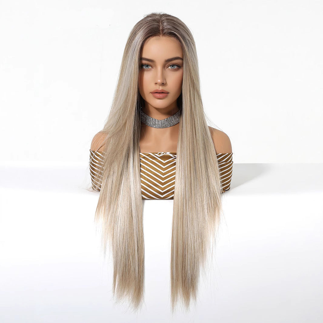 Chloe | Blonde Long Straight 13*6 HD Lace Frontal Wig (Hand-Tied)