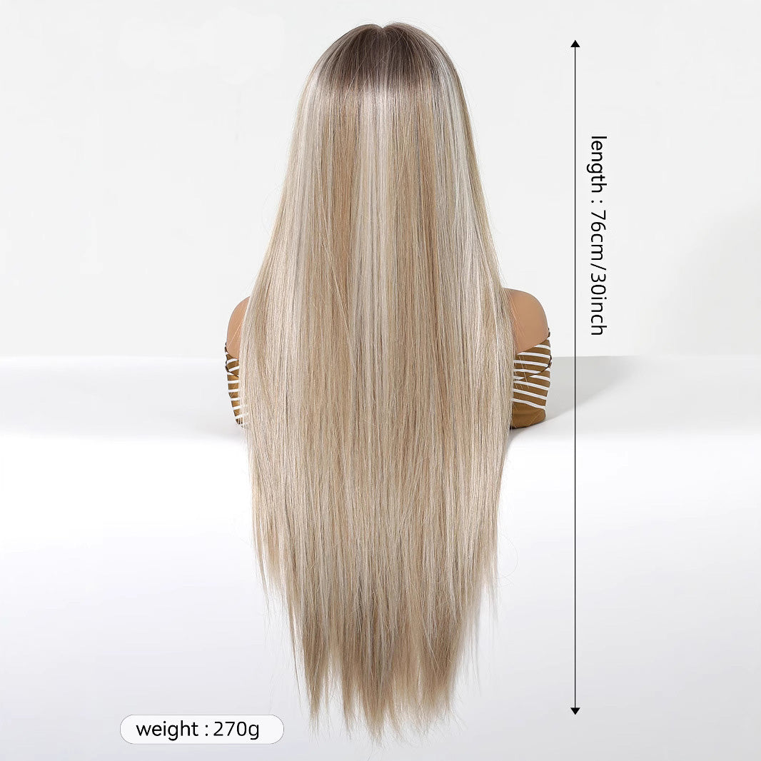 Chloe | Blonde Long Straight 13*6 HD Lace Frontal Wig (Hand-Tied)