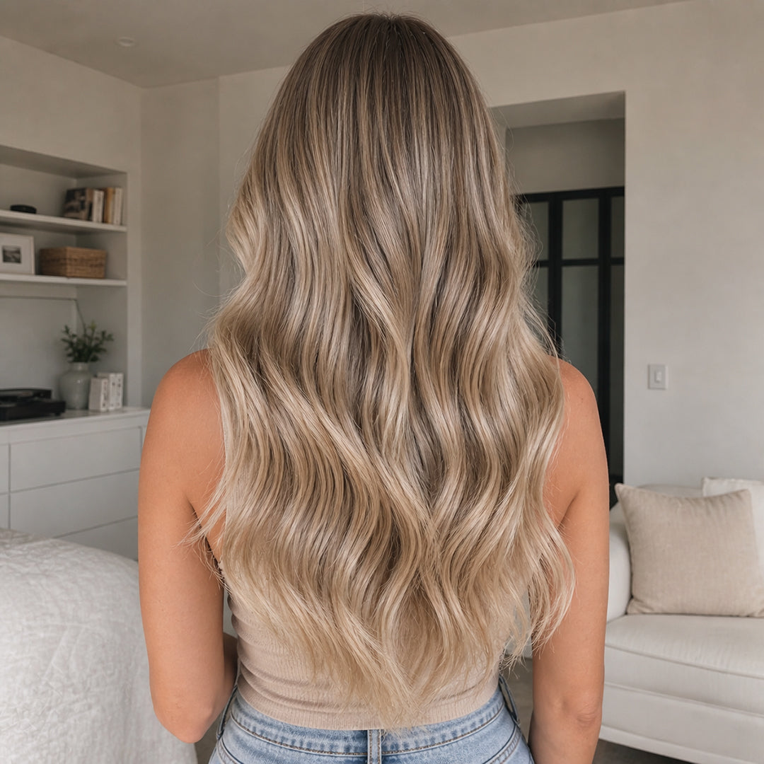Invisible Halo Extensions, Ash Brown Blonde Balayage #8/613
