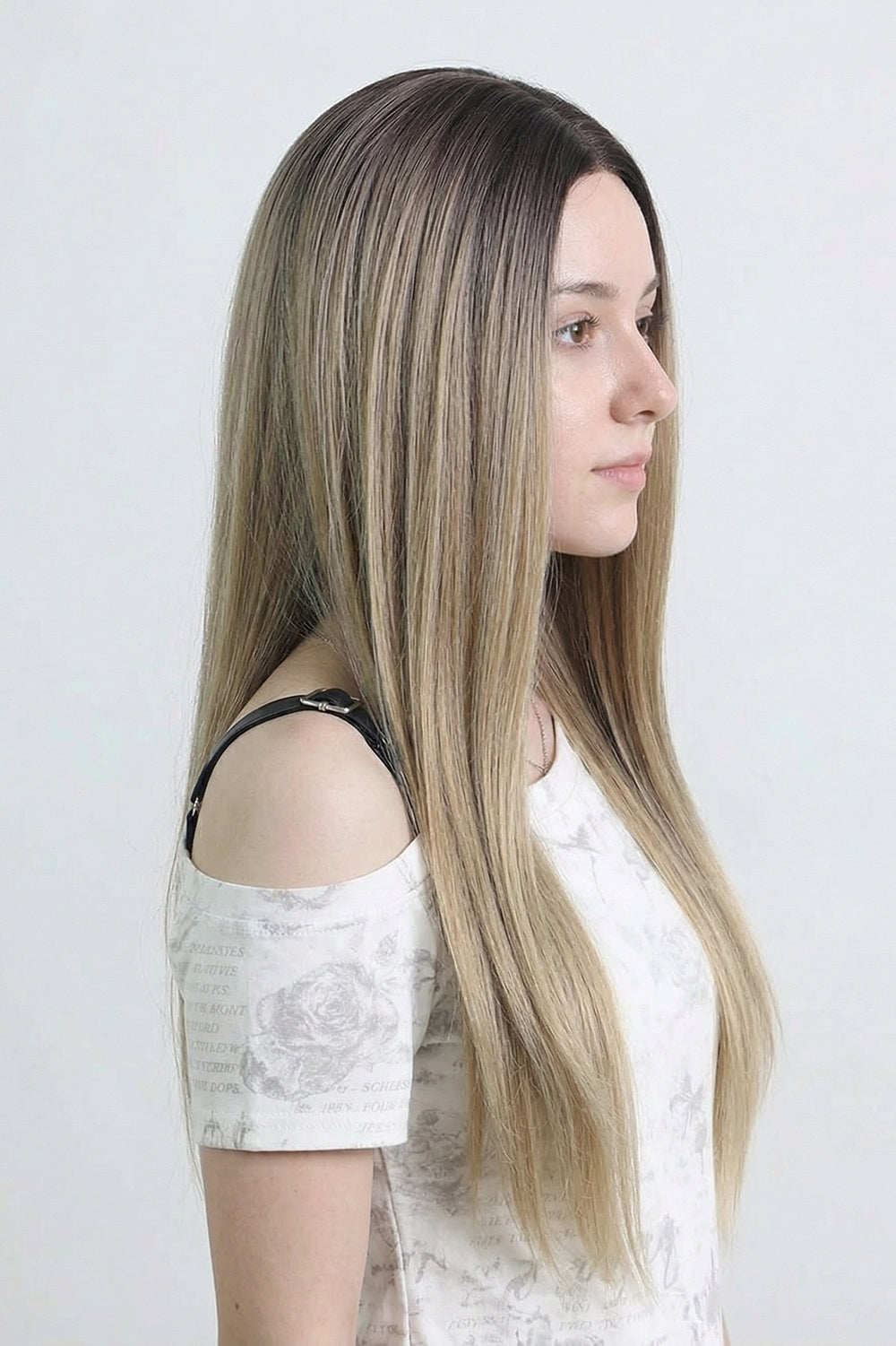 Ash Blonde Balayage Long Straight Wig