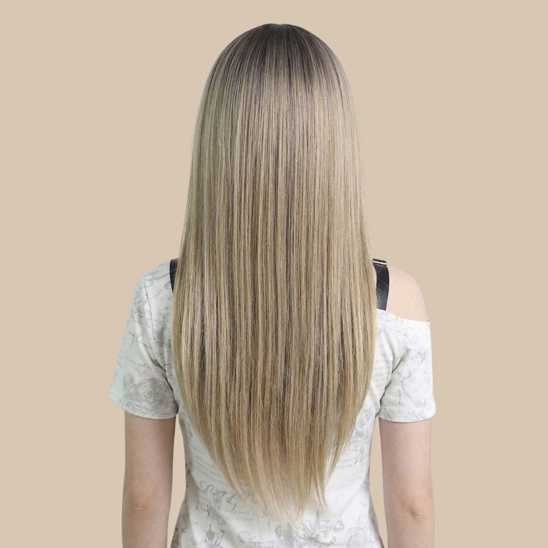 Ash Blonde Balayage Long Straight Wig T-PART