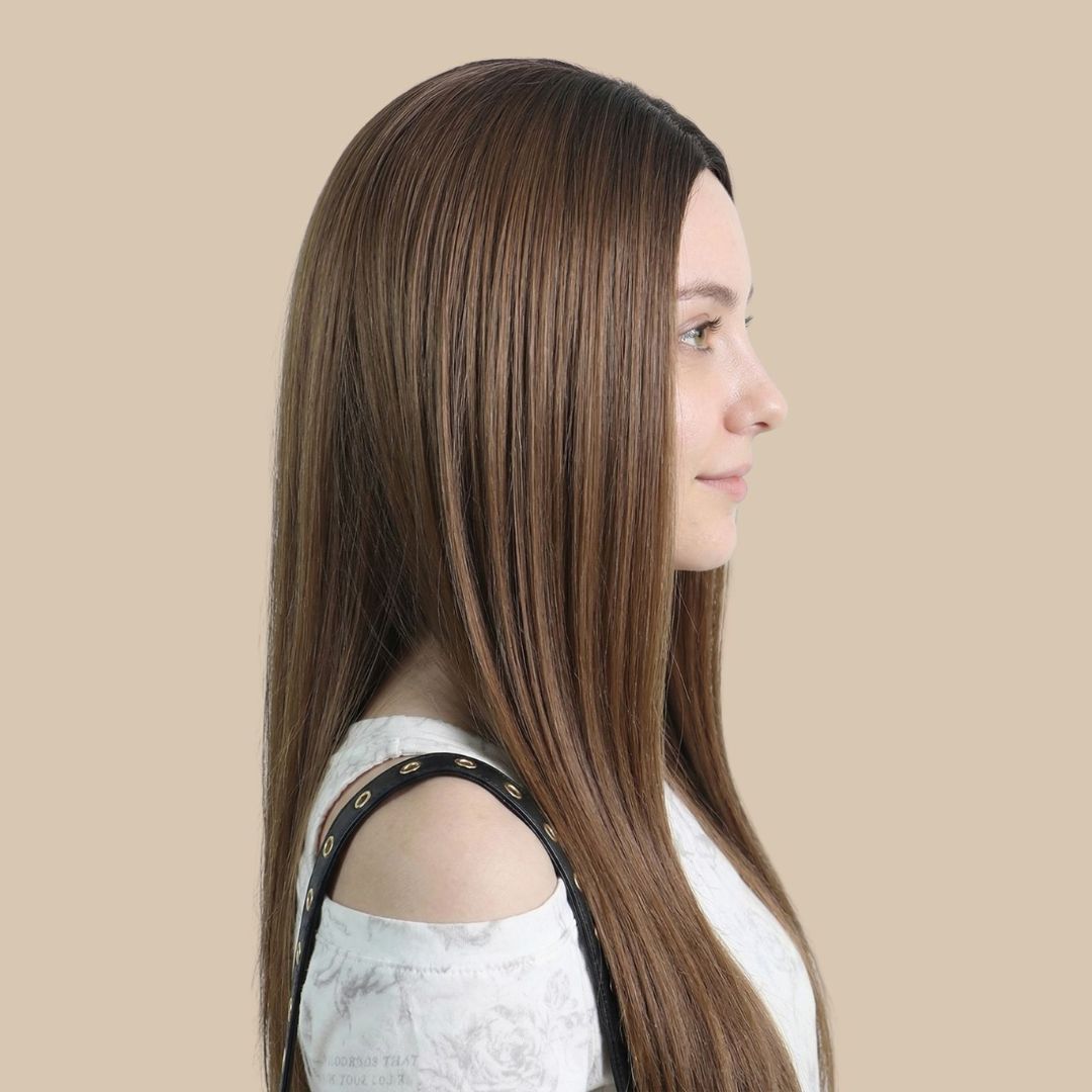 Natural Brown Middle Part Long Straight Wig T-PART
