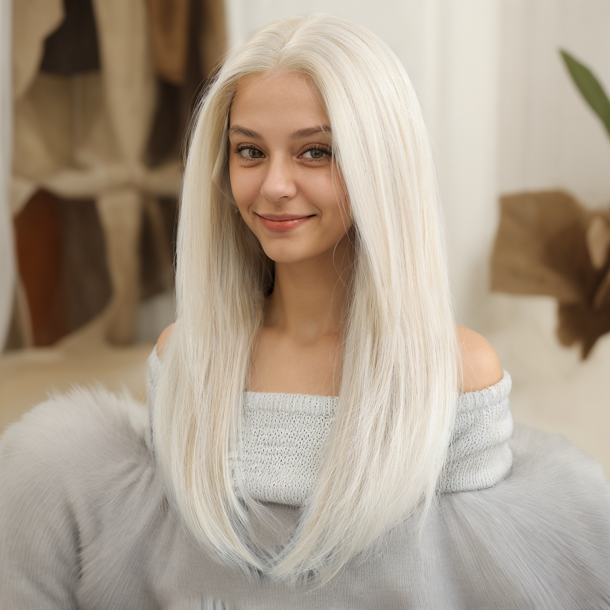 Loose Wave HD Lace Front Wig - White Blonde, 100% Hand-Tied Mono Top, 22 Inch (55cm)