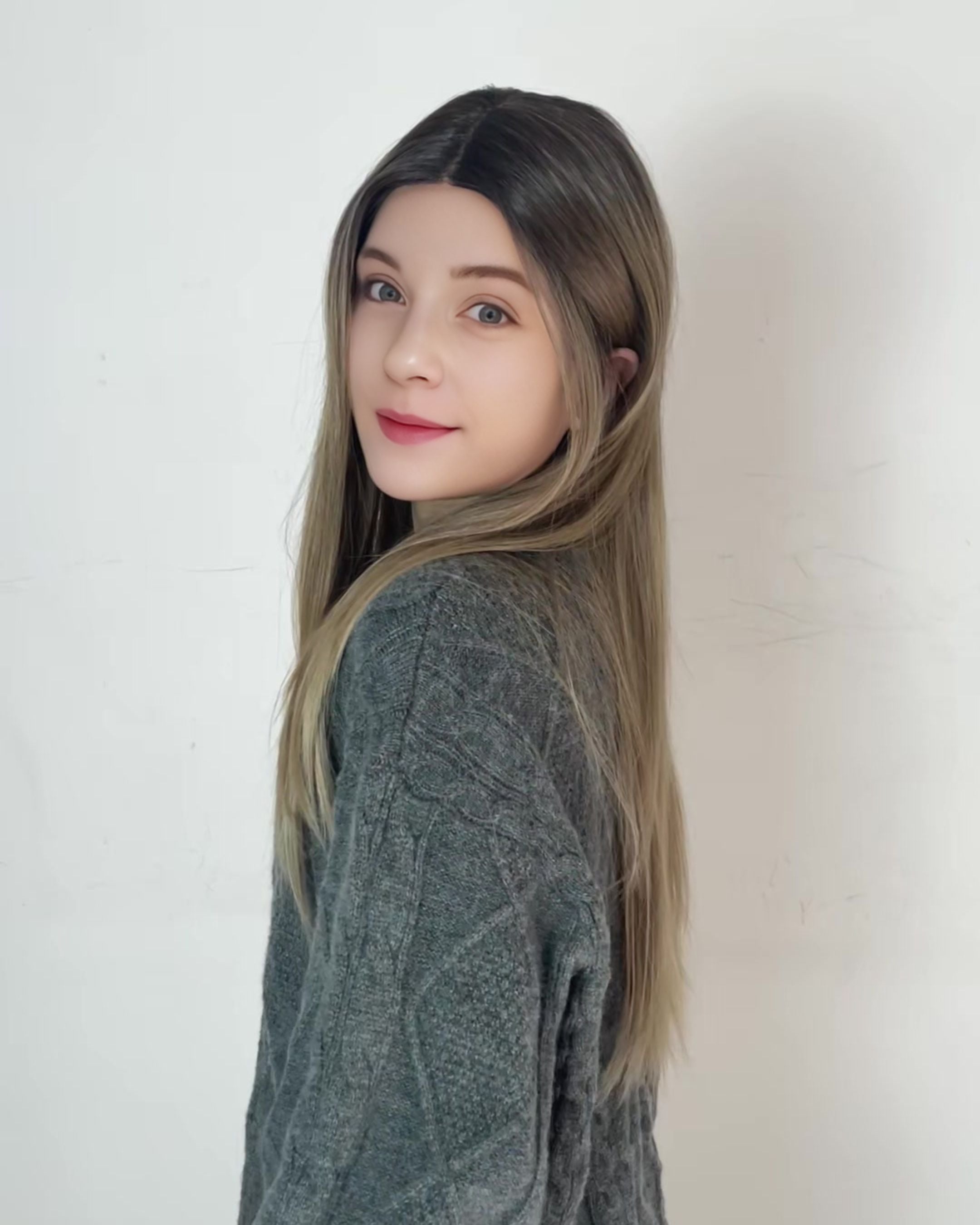 Elena – Rooted Ash Blonde Ombre Lace Front Wig