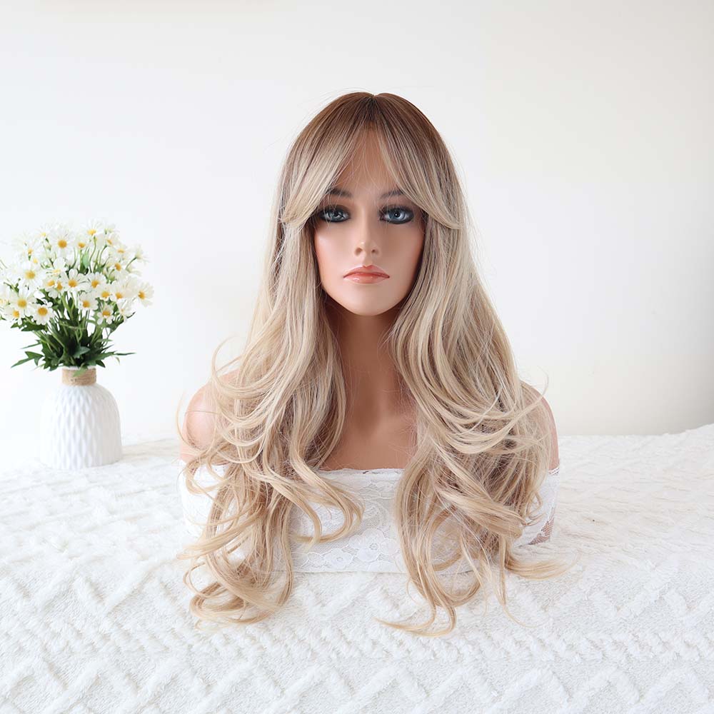 Sophia Blonde Long Wavy Wig with Bangs