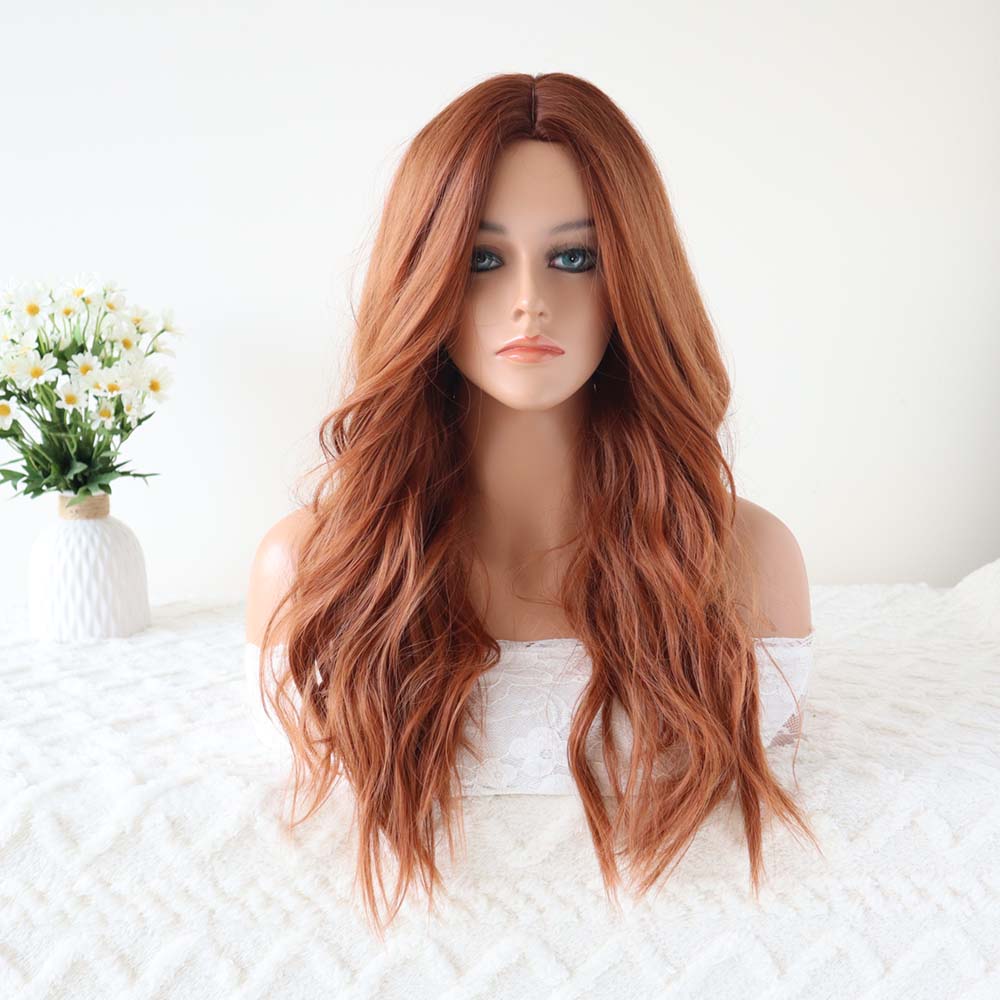 Delilah Red Brown Long Wavy Wig