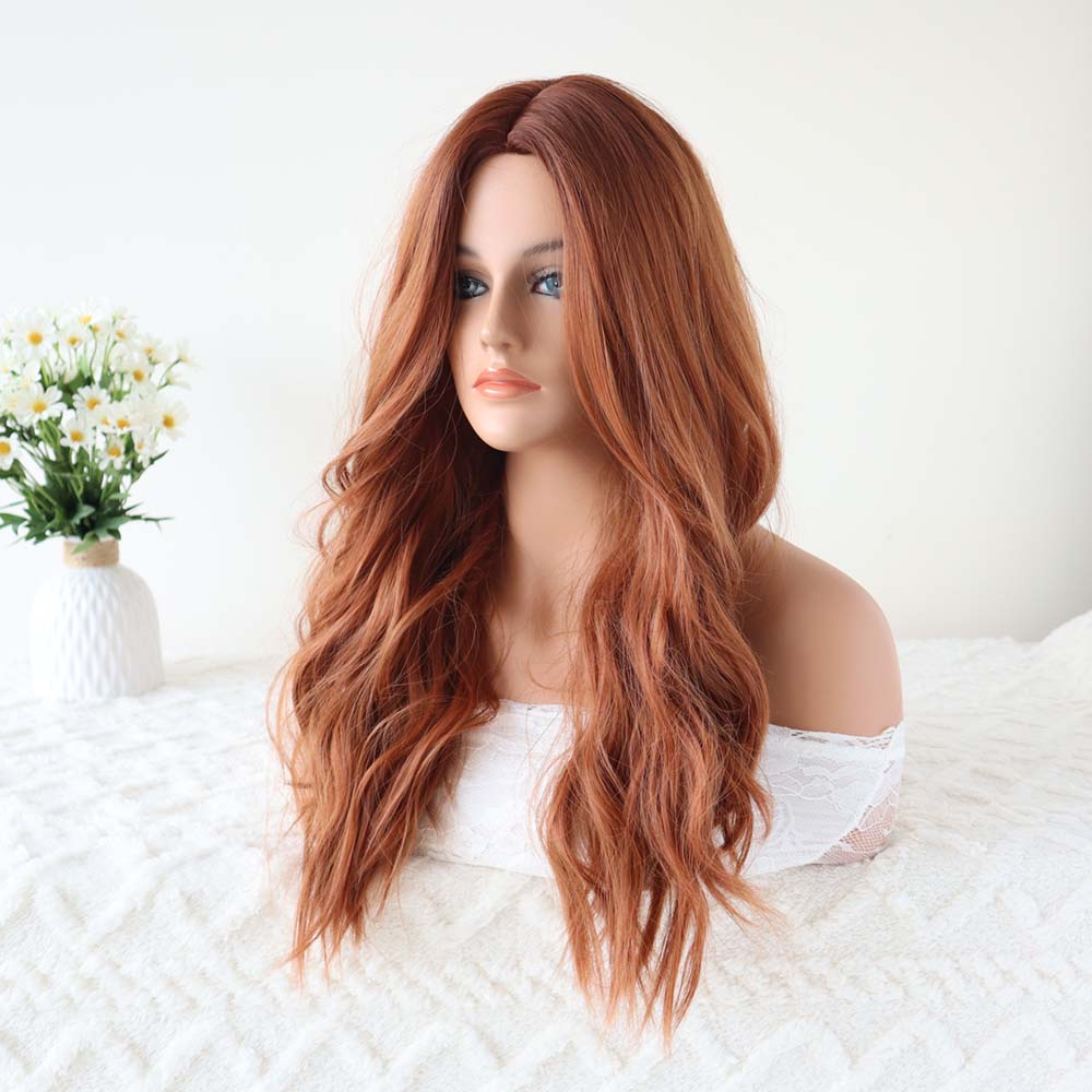 Delilah Red Brown Long Wavy Wig
