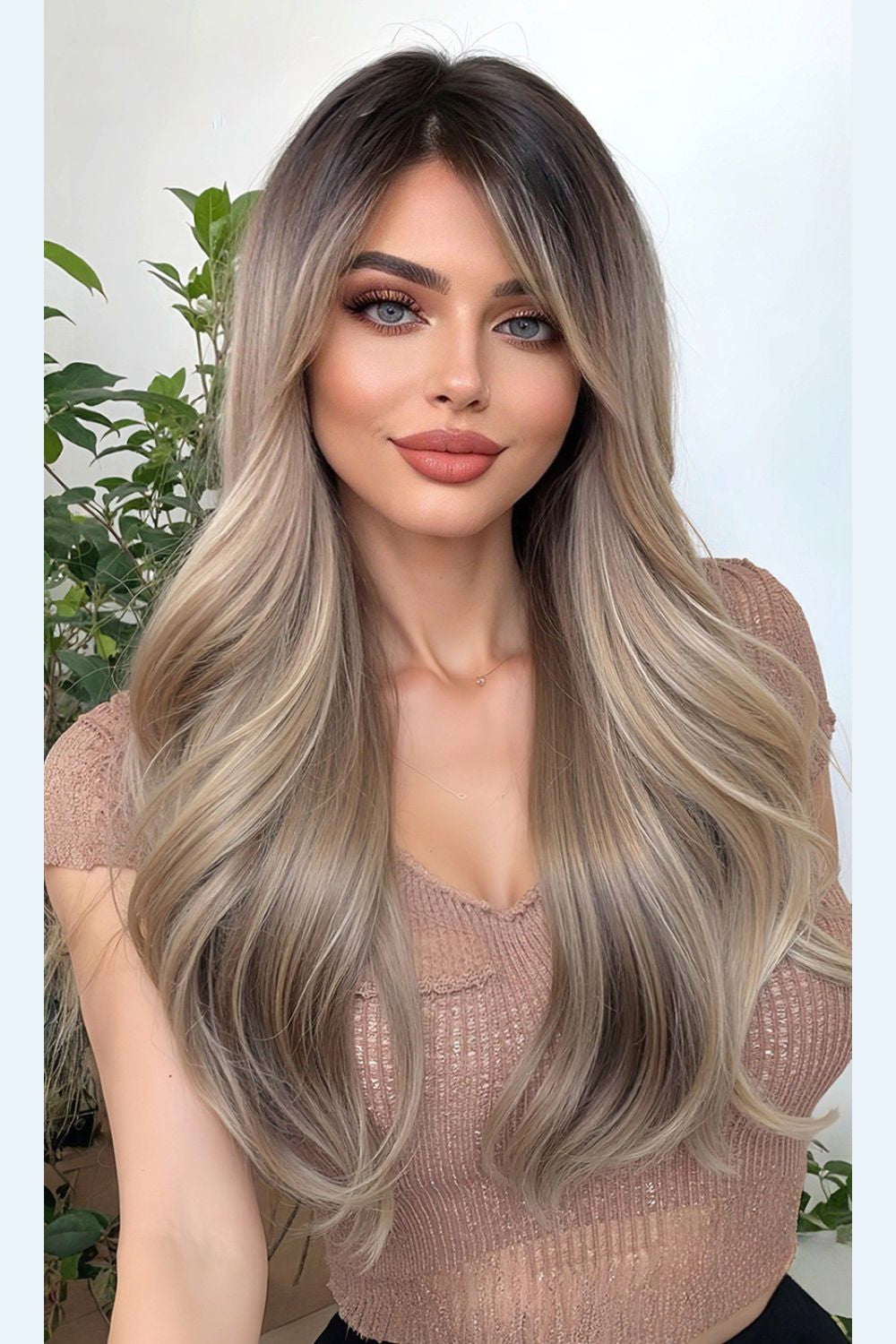 Elena — 24" Rooted Ash Blonde | Mono Top Natural Part Lace Front Wig