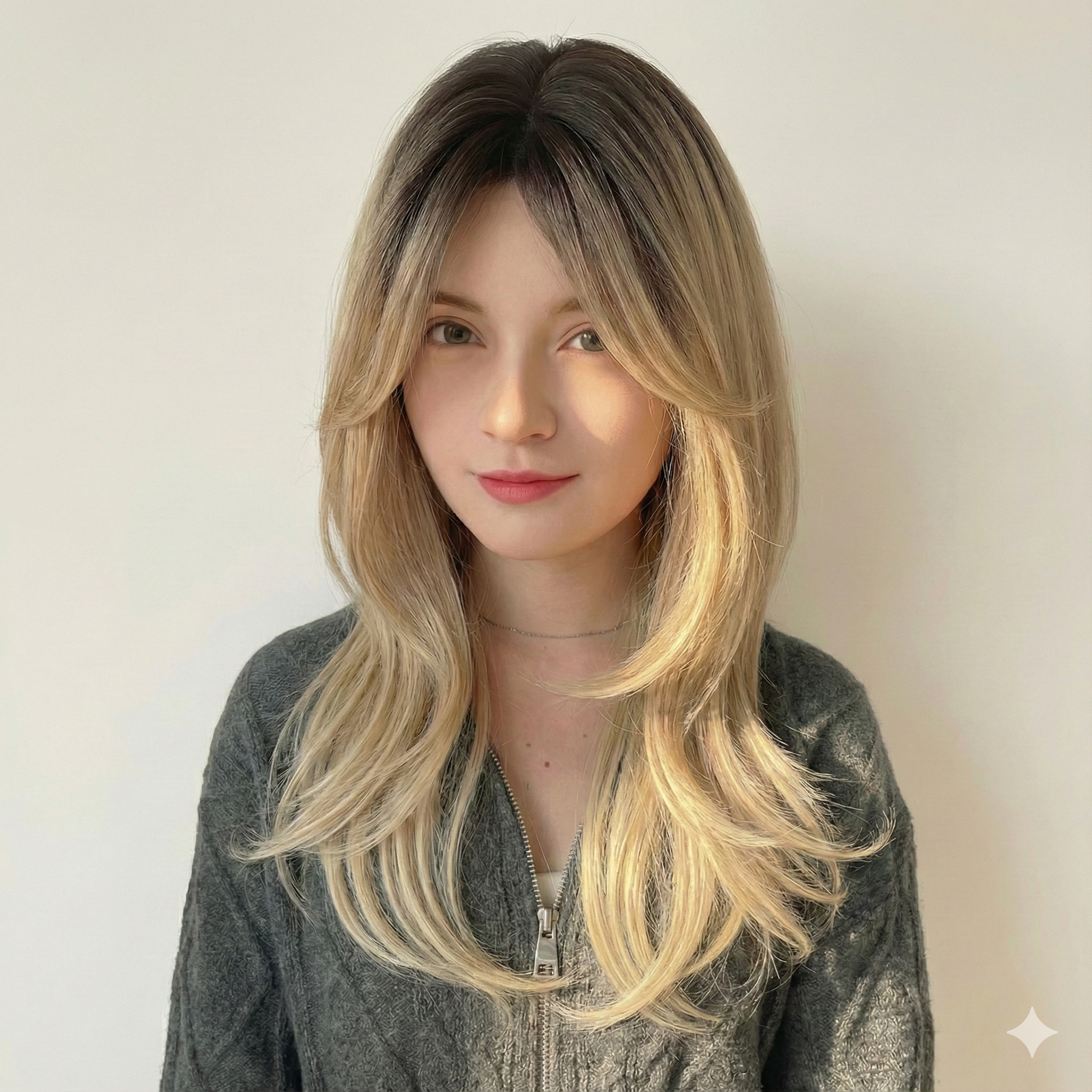 Mono Top Lace Front Wig by UNILOVELY | Ash Blonde Balayage | Natural Scalp Look