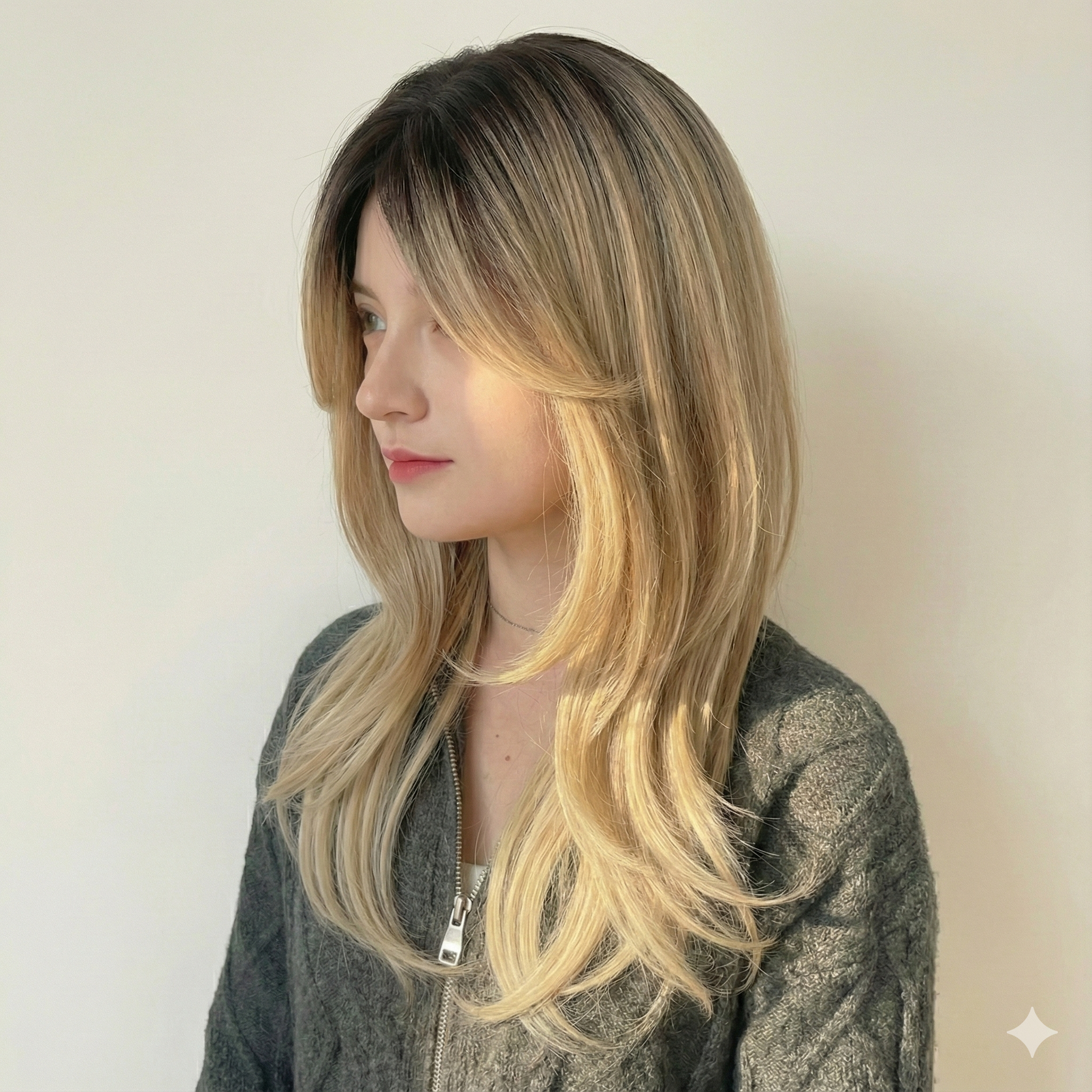 Mono Top Lace Front Wig by UNILOVELY | Ash Blonde Balayage | Natural Scalp Look