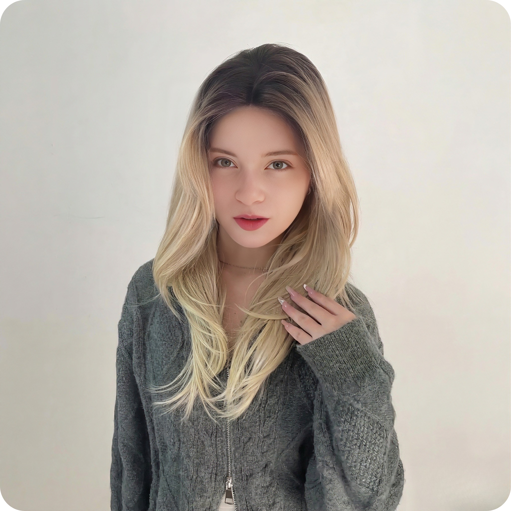 Mono Top Lace Front Wig – Ash Blonde Balayage | Natural Scalp Look