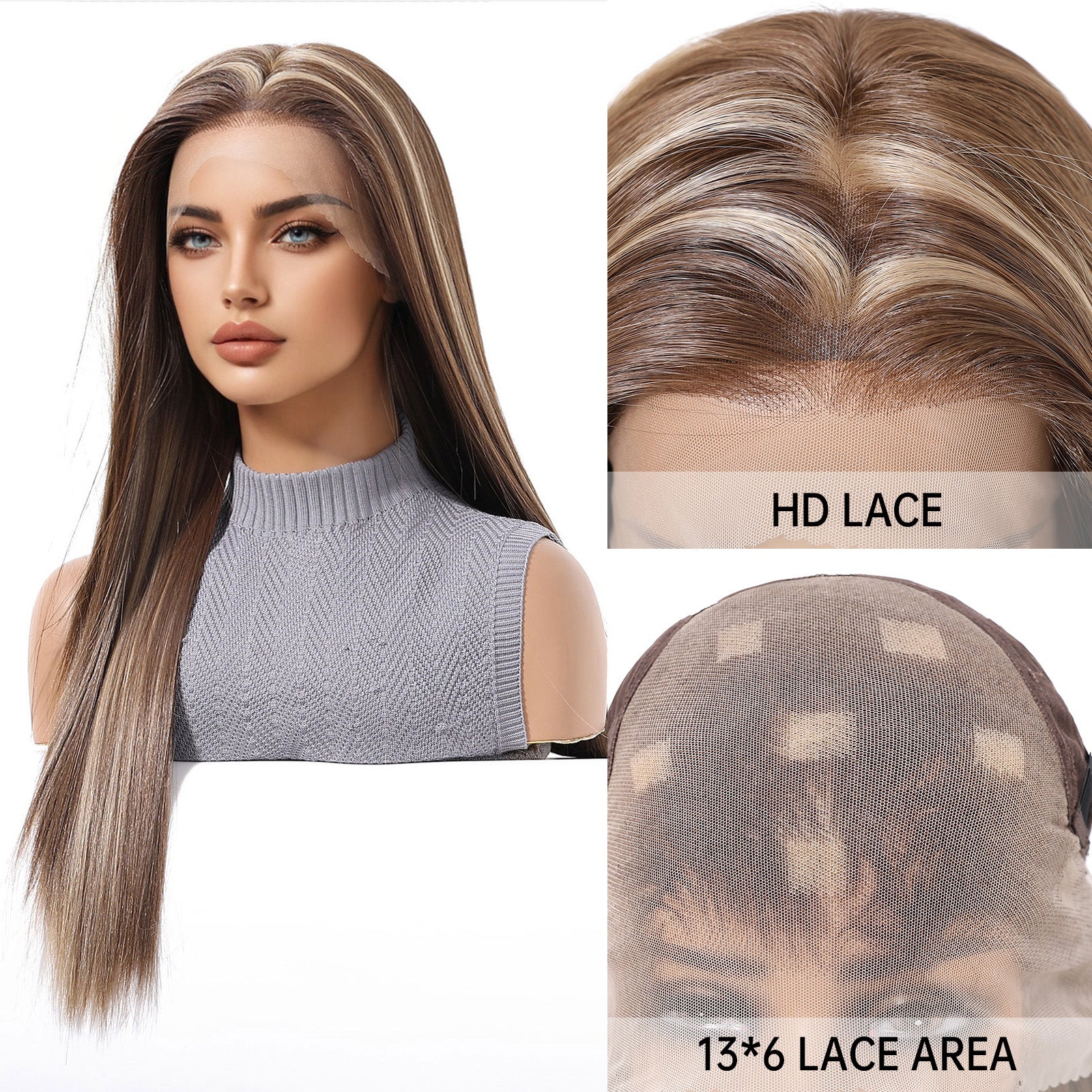 Sofia | Ombré Brown Long Straight 13*6 HD Lace Frontal Wig (Hand-Tied)