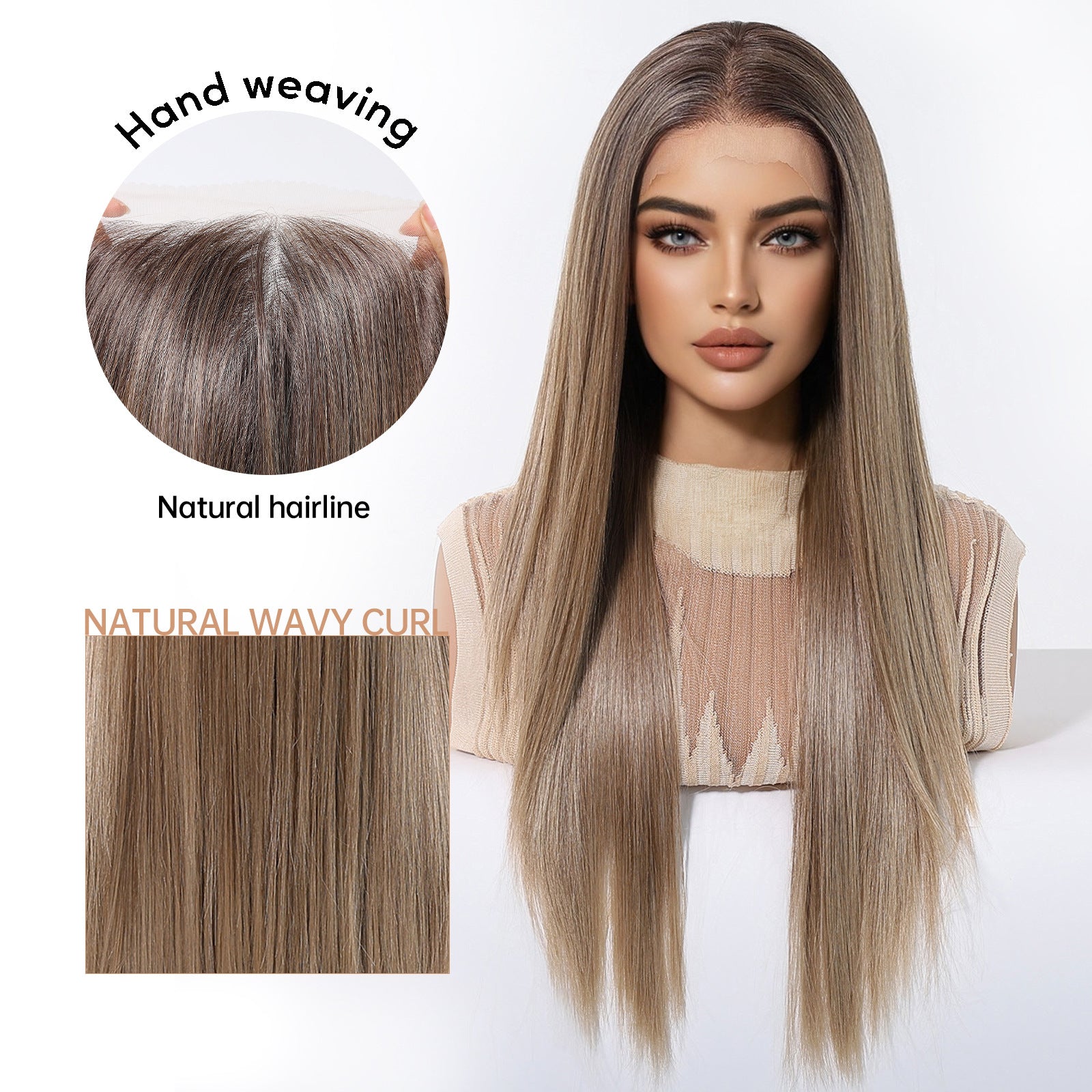 Ayla | Brown Long Straight 13*6 HD Lace Frontal Wig (Hand-Tied)