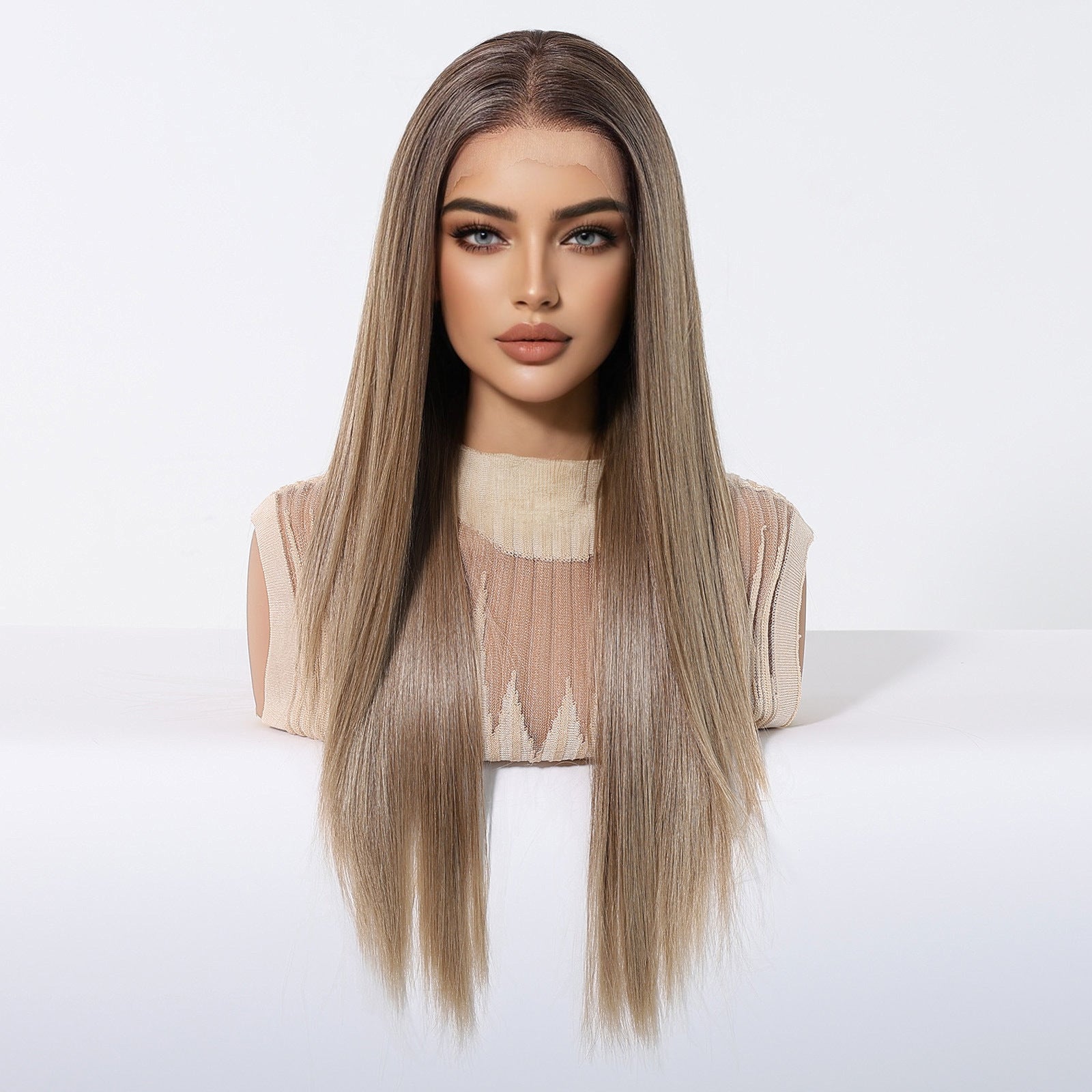 Ayla | Brown Long Straight 13*6 HD Lace Frontal Wig (Hand-Tied)