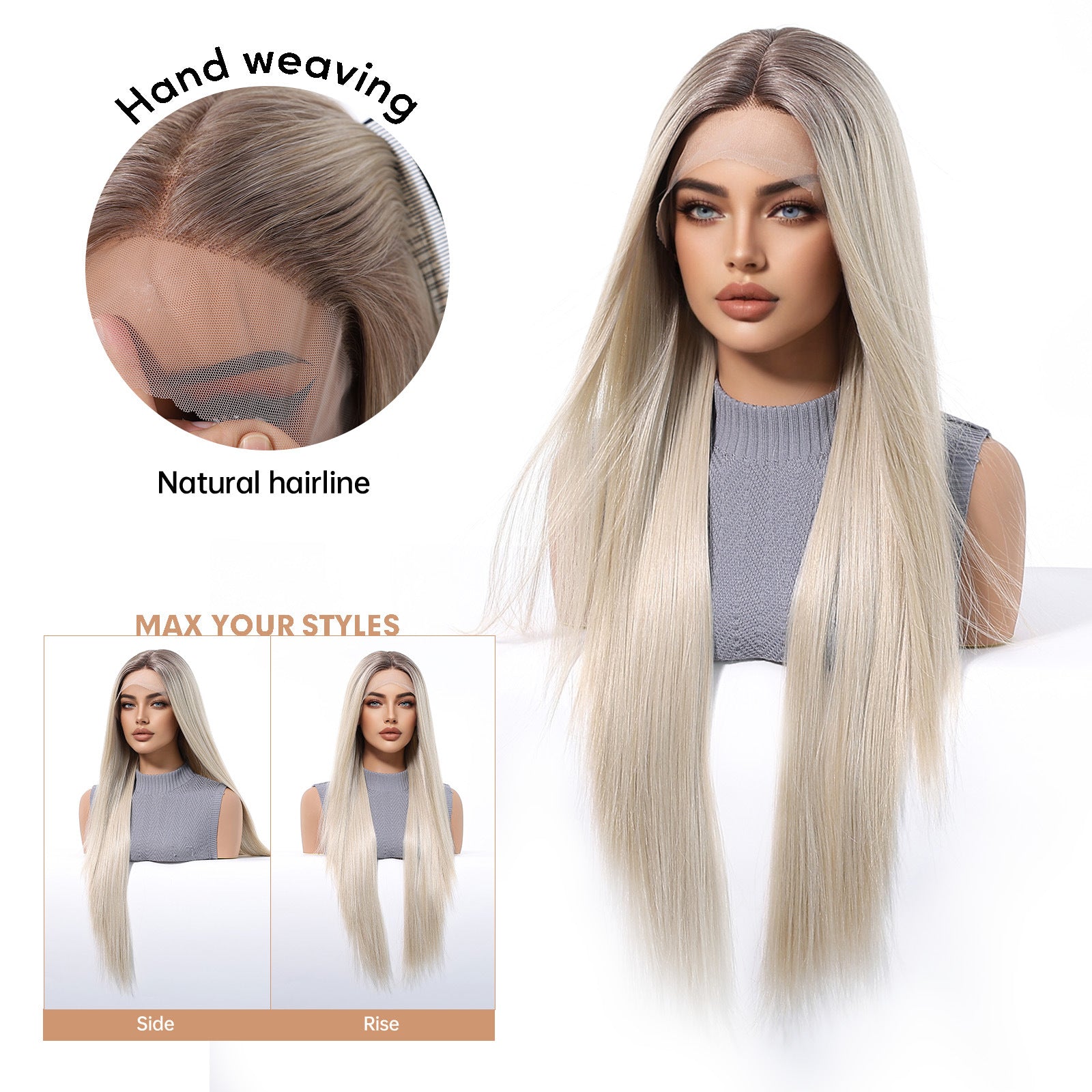 Maya | Blonde Long Straight 13*6 HD Lace Frontal Wig (Hand-Tied)