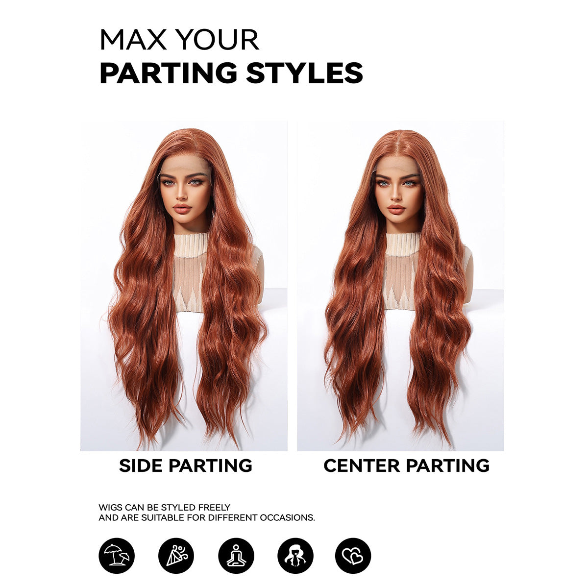 Willow | Ginger Long Wavy 13*6 HD Lace Frontal Wig (Hand-Tied)