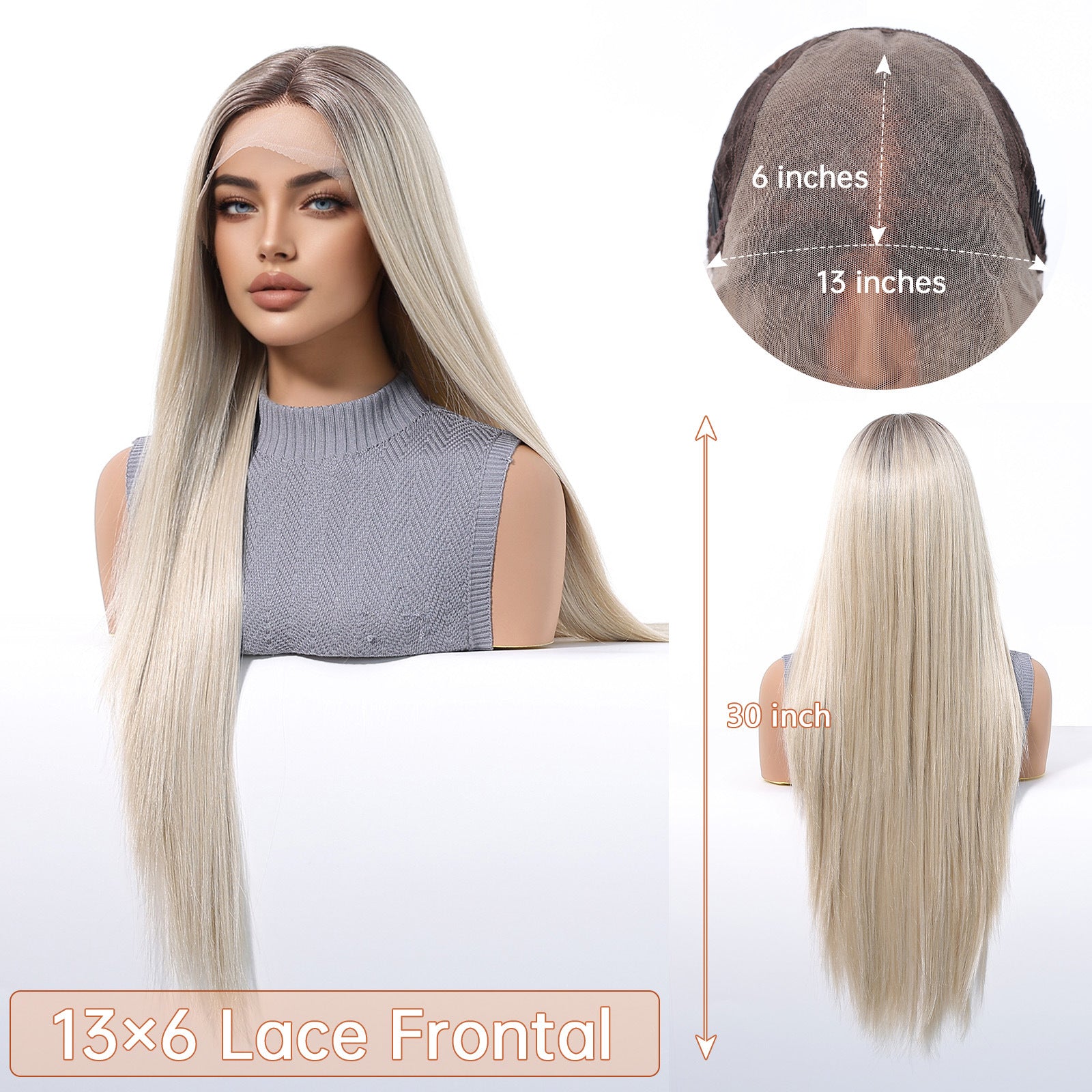 Maya | Blonde Long Straight 13*6 HD Lace Frontal Wig (Hand-Tied)