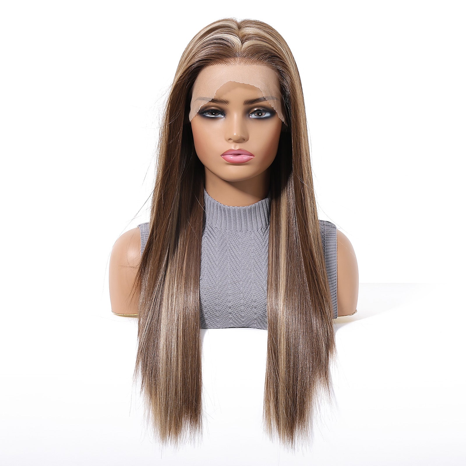 Sofia | Ombré Brown Long Straight 13*6 HD Lace Frontal Wig (Hand-Tied)
