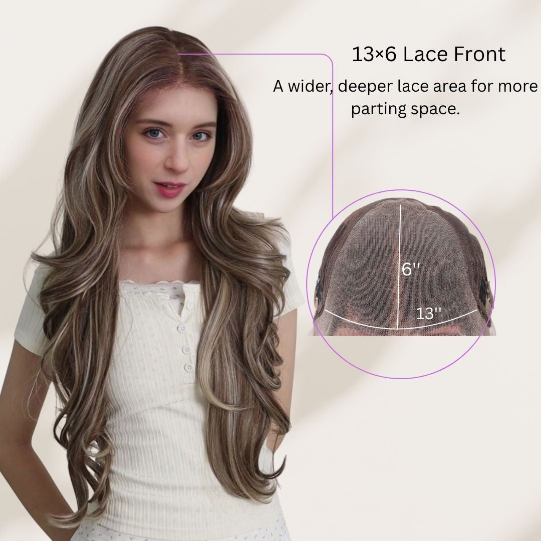 Sienna — Rooted Ash Brown · 28" | 13×6 Lace Front Wig