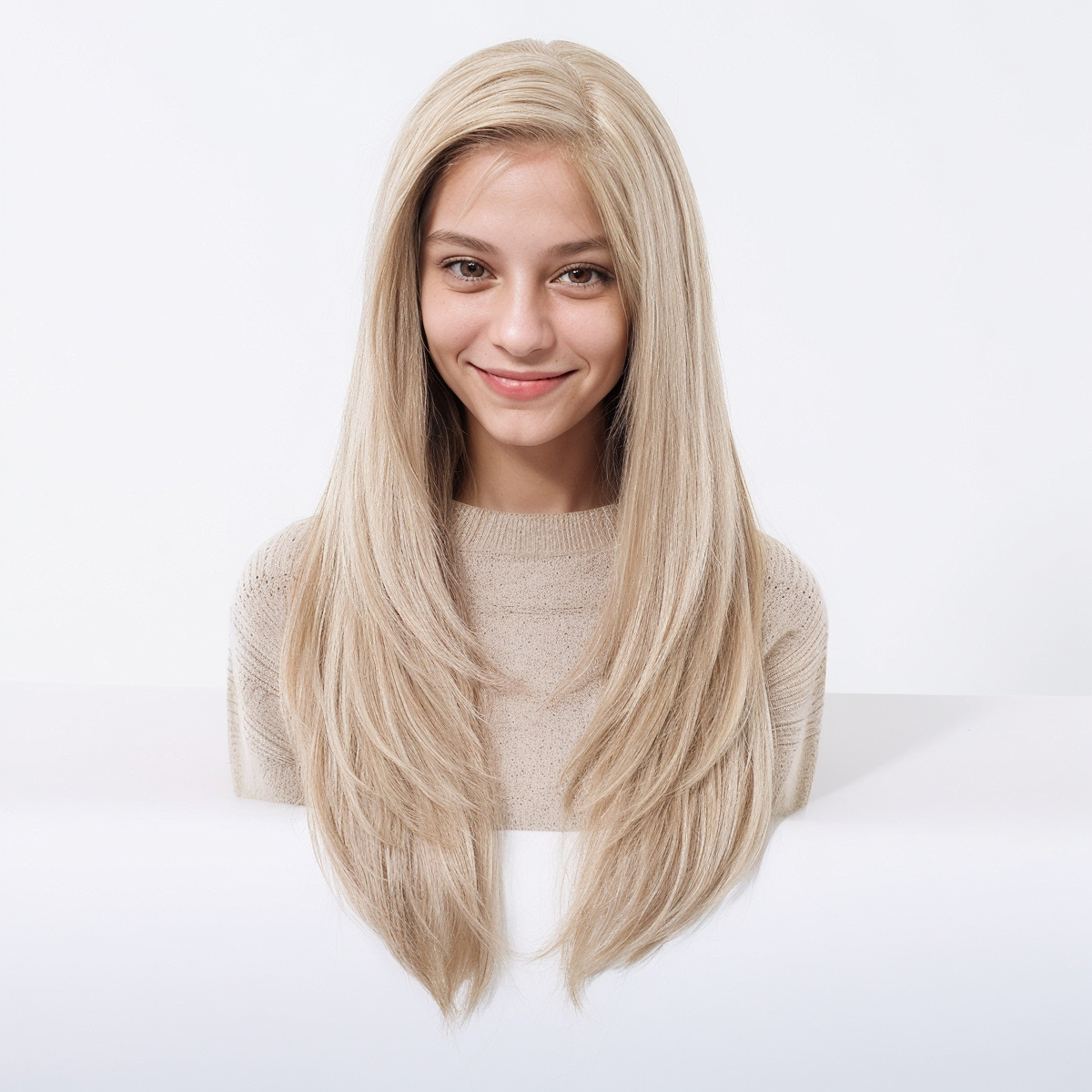 Loose Wave HD Lace Front Wig - White Blonde, 100% Hand-Tied Mono Top, 22 Inch (56cm)