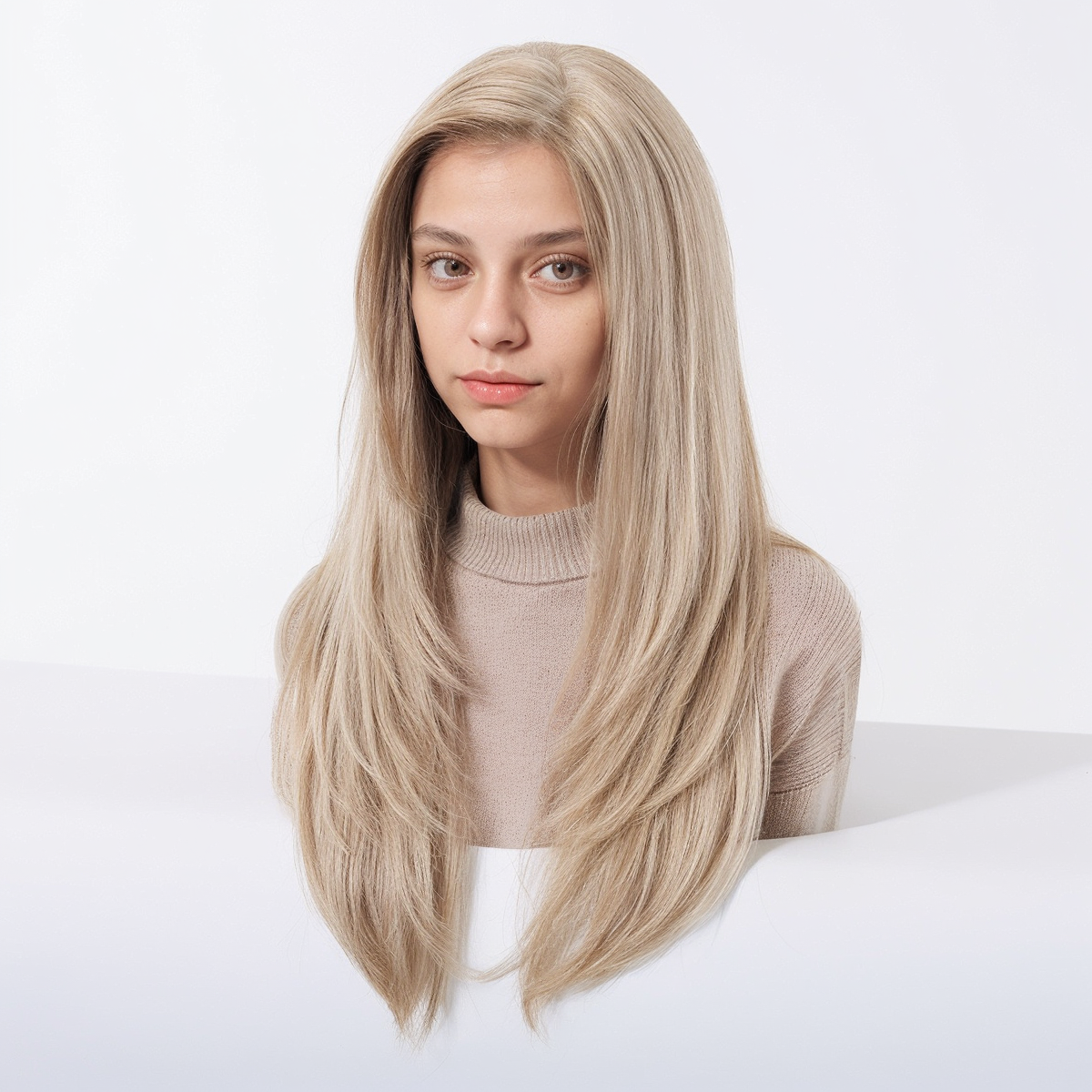 Loose Wave HD Lace Front Wig - White Blonde, 100% Hand-Tied Mono Top, 22 Inch (56cm)