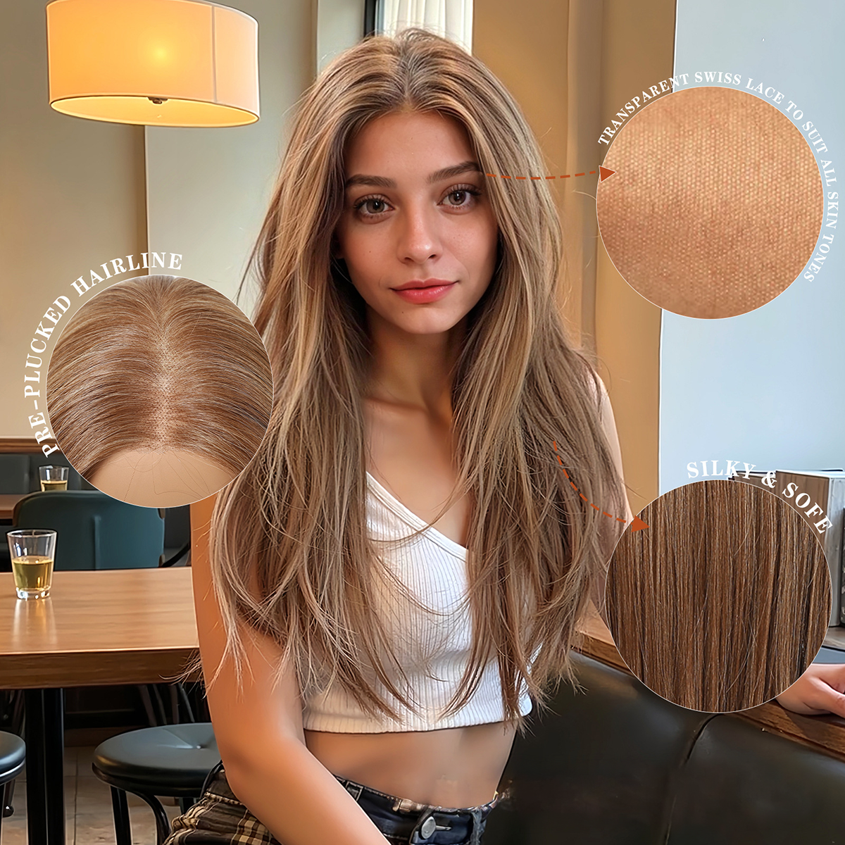 Loose Wave HD Lace Front Wig - Brown, Hand-Tied Monofilament Top, 22 Inch (55cm)