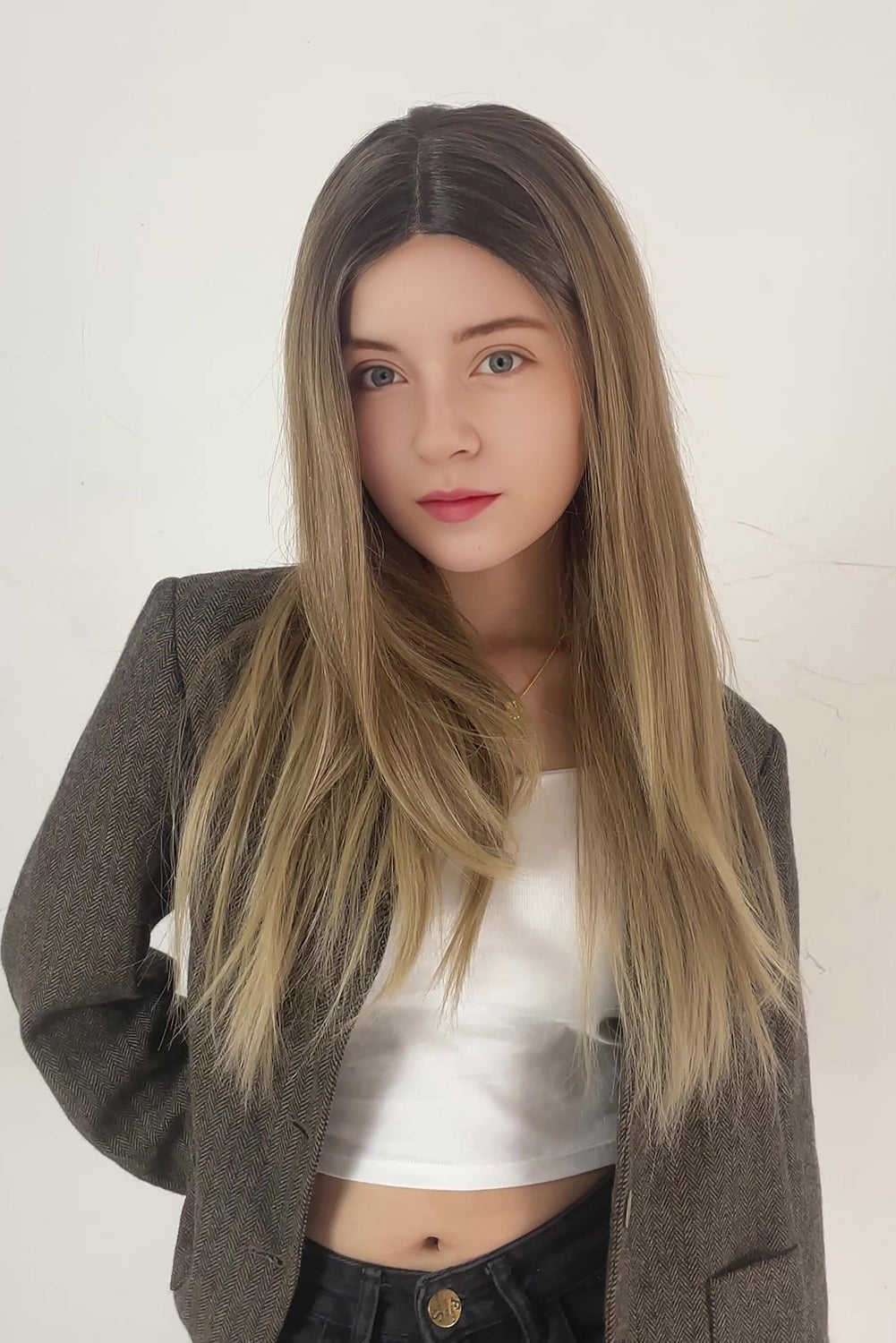 Elena – Rooted Ash Blonde Essential T-Part Lace Wig