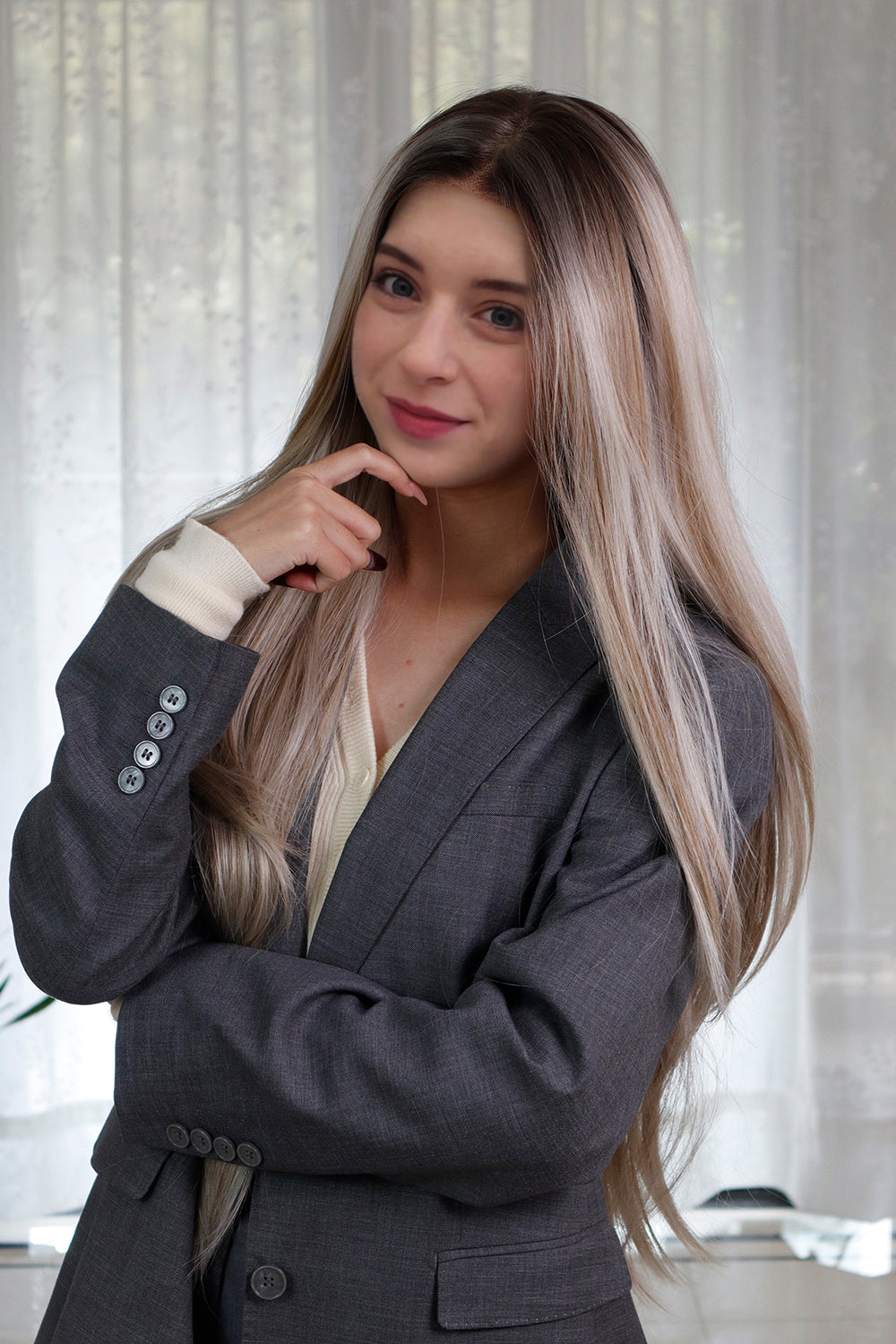 CELINE — Rooted Ash Blonde 13×6 Lace Front Wig