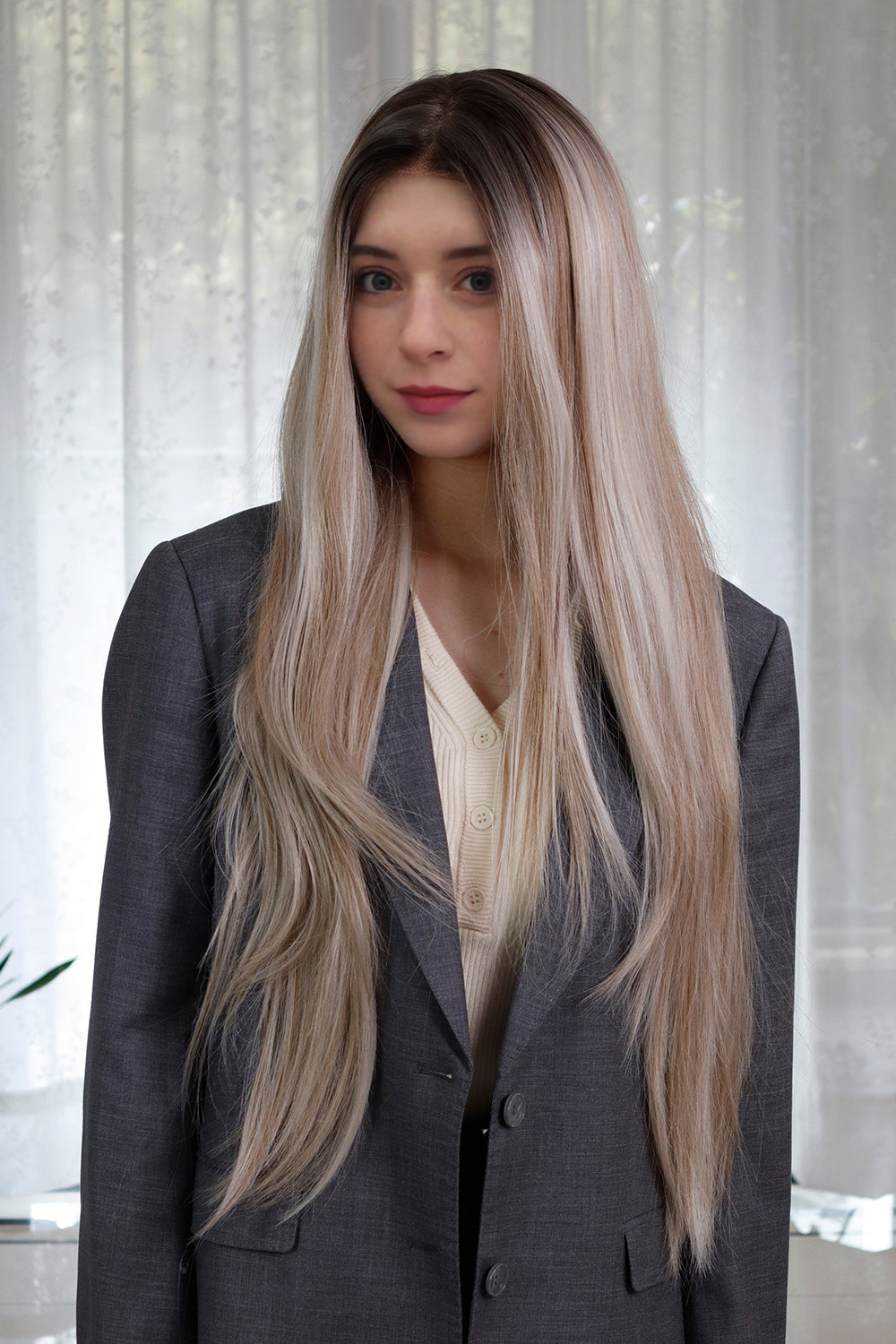 CELINE — Rooted Ash Blonde 13×6 Lace Front Wig